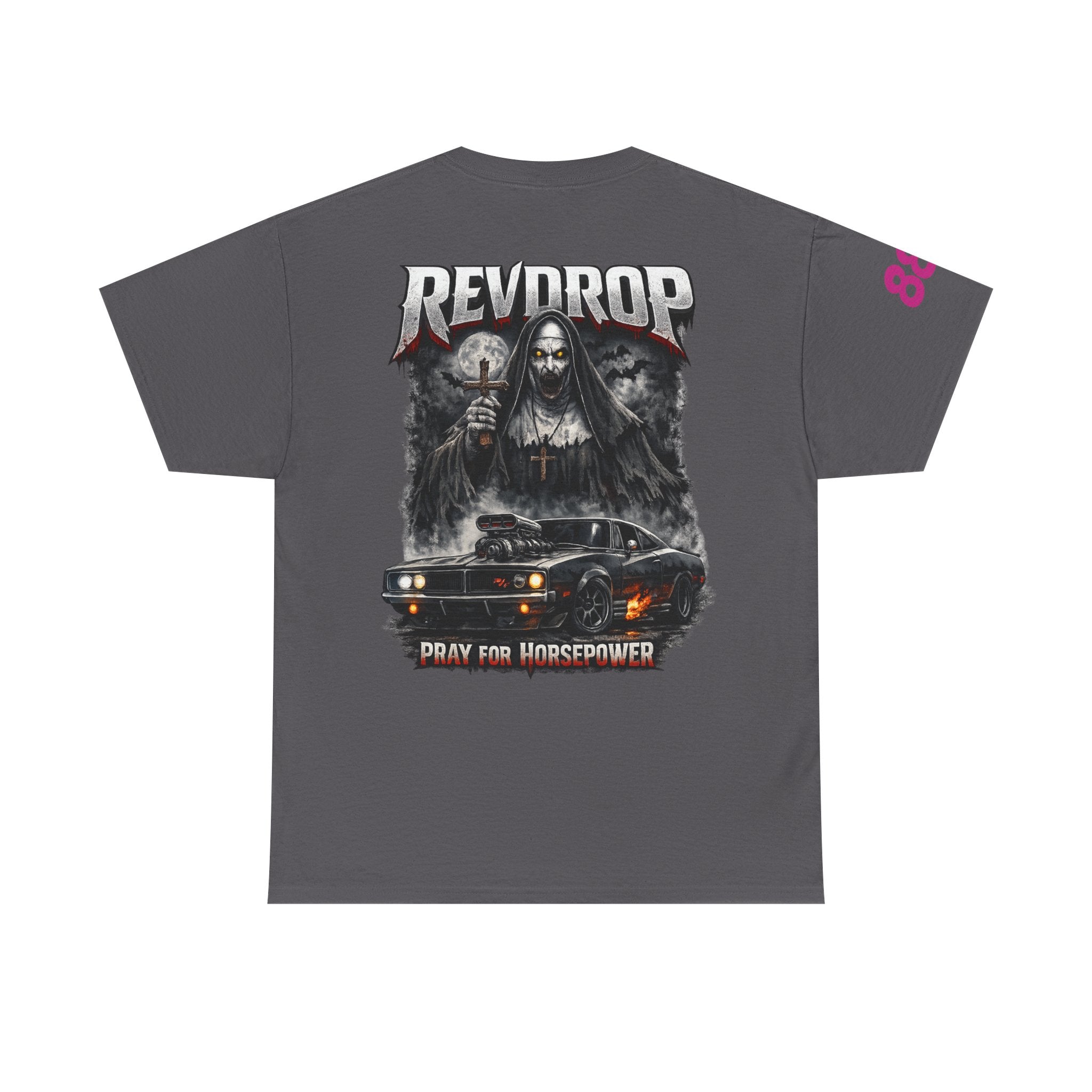 RevDrop “Pray For Horsepower” Graphic Tee – Horror Streetwear T-Shirt