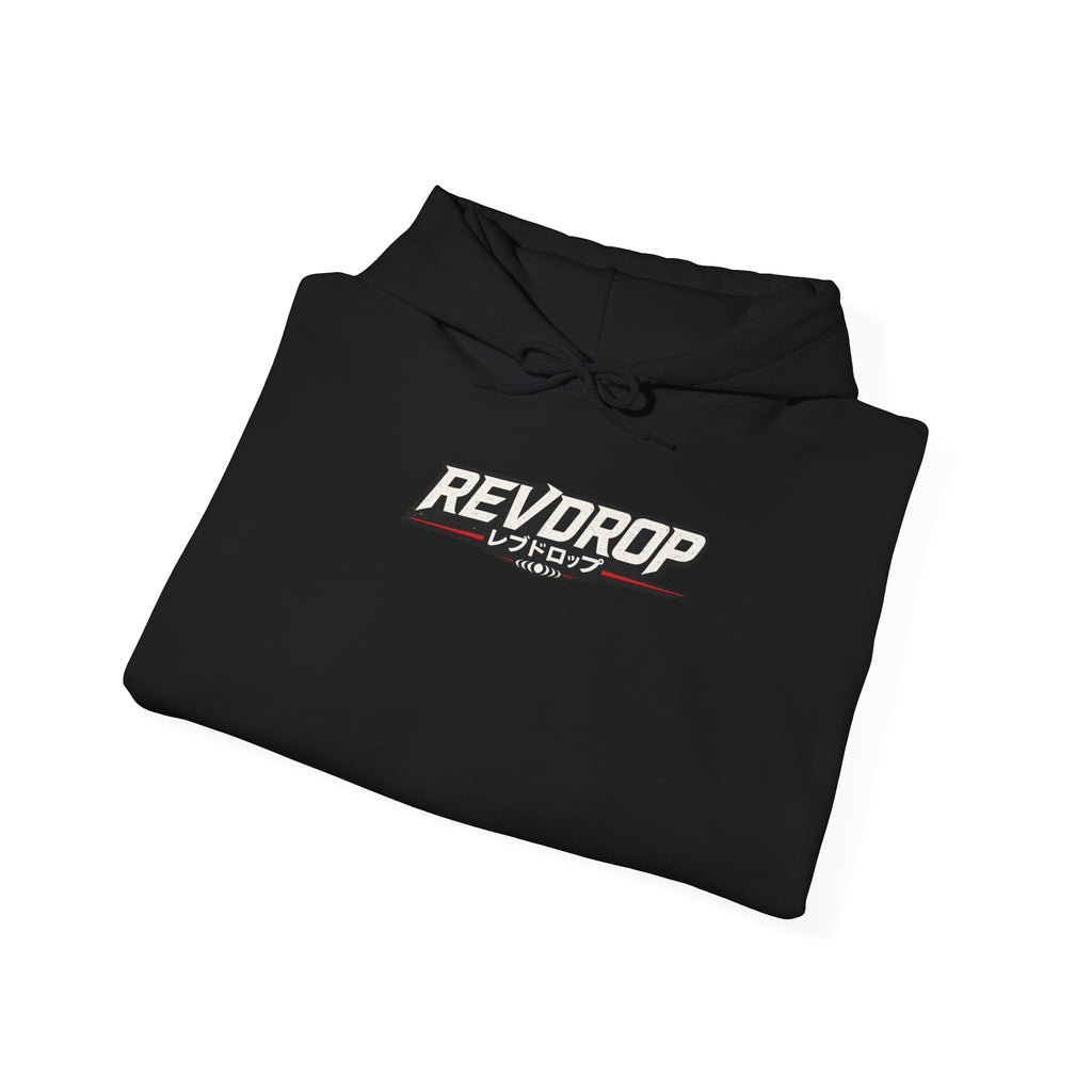 RevDrop Garage Hoodie — Japanese Street Racing Car Graphic Hooded Sweatshirt