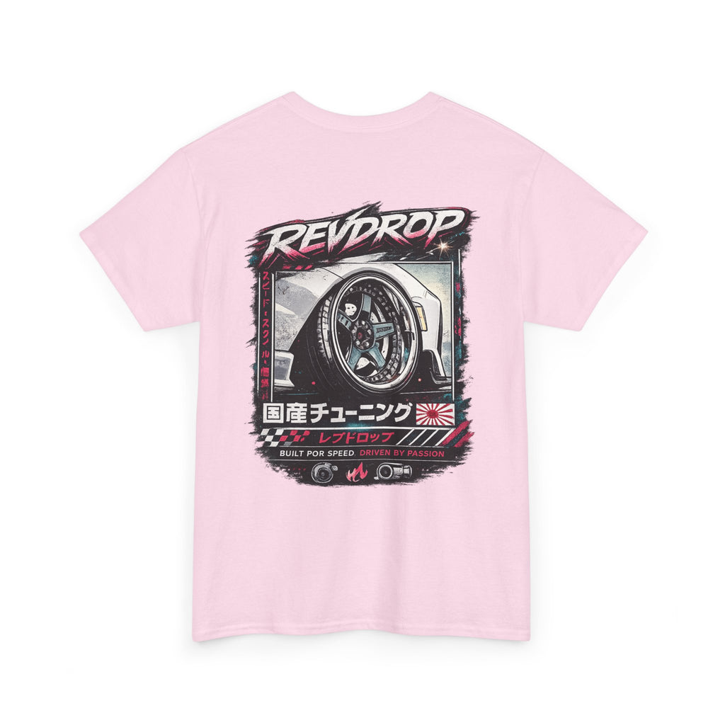 RevDrop Racing Tee — JDM Wheel Graphic T-Shirt