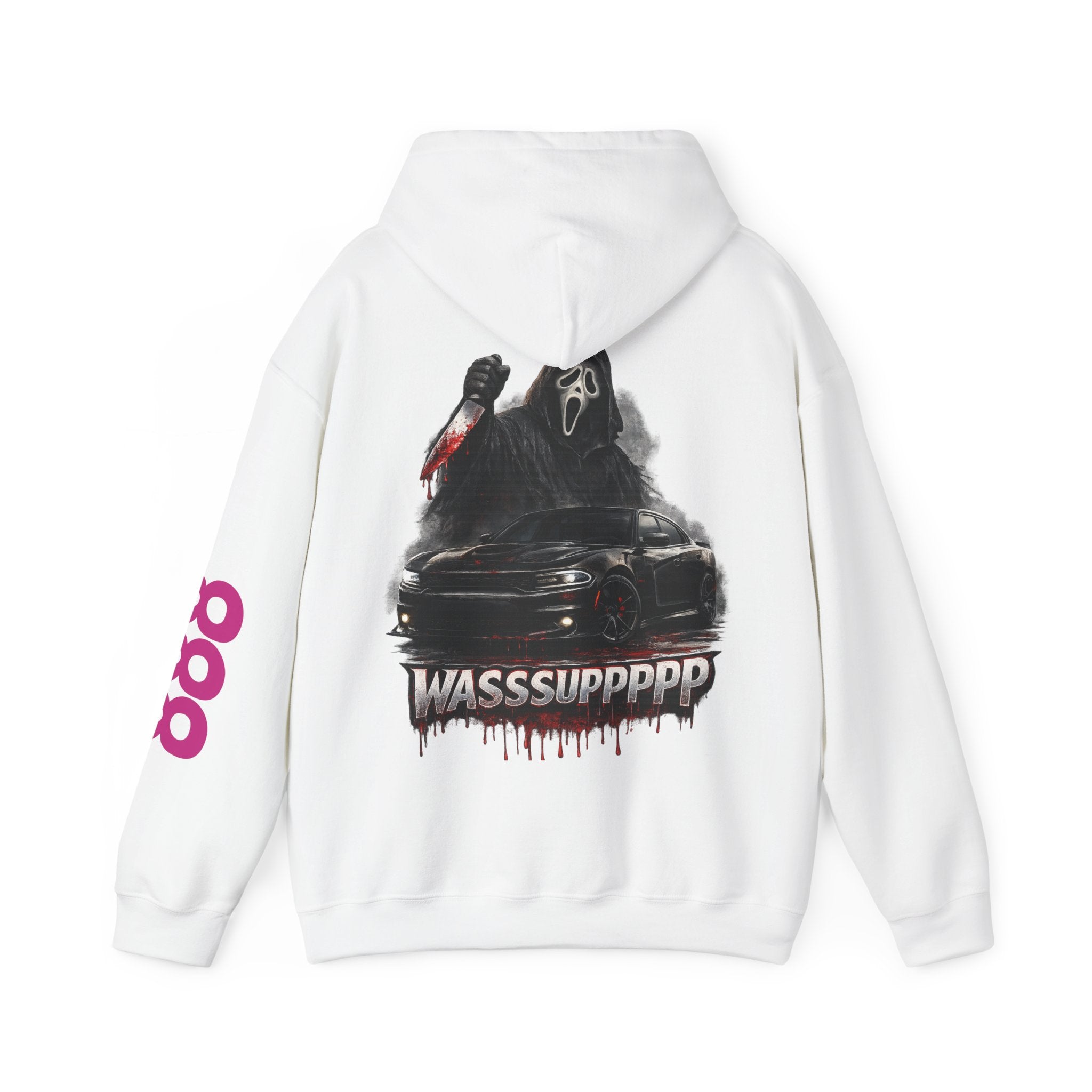 Hoodie — Retro Horror 'WASSSUPPPPP' Graphic Pullover