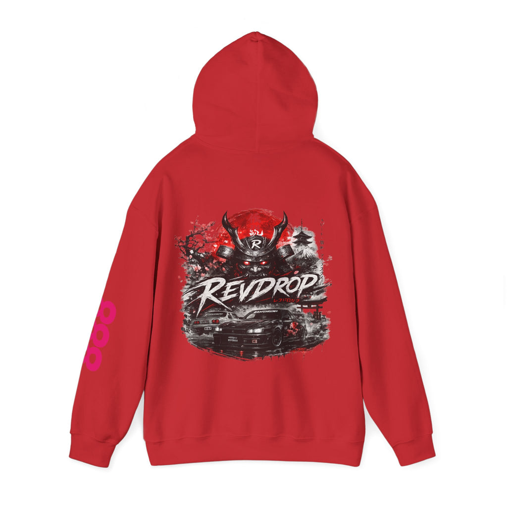 RevDrop Samurai Racing Hoodie — Japanese Demon Mask Graphic Streetwear