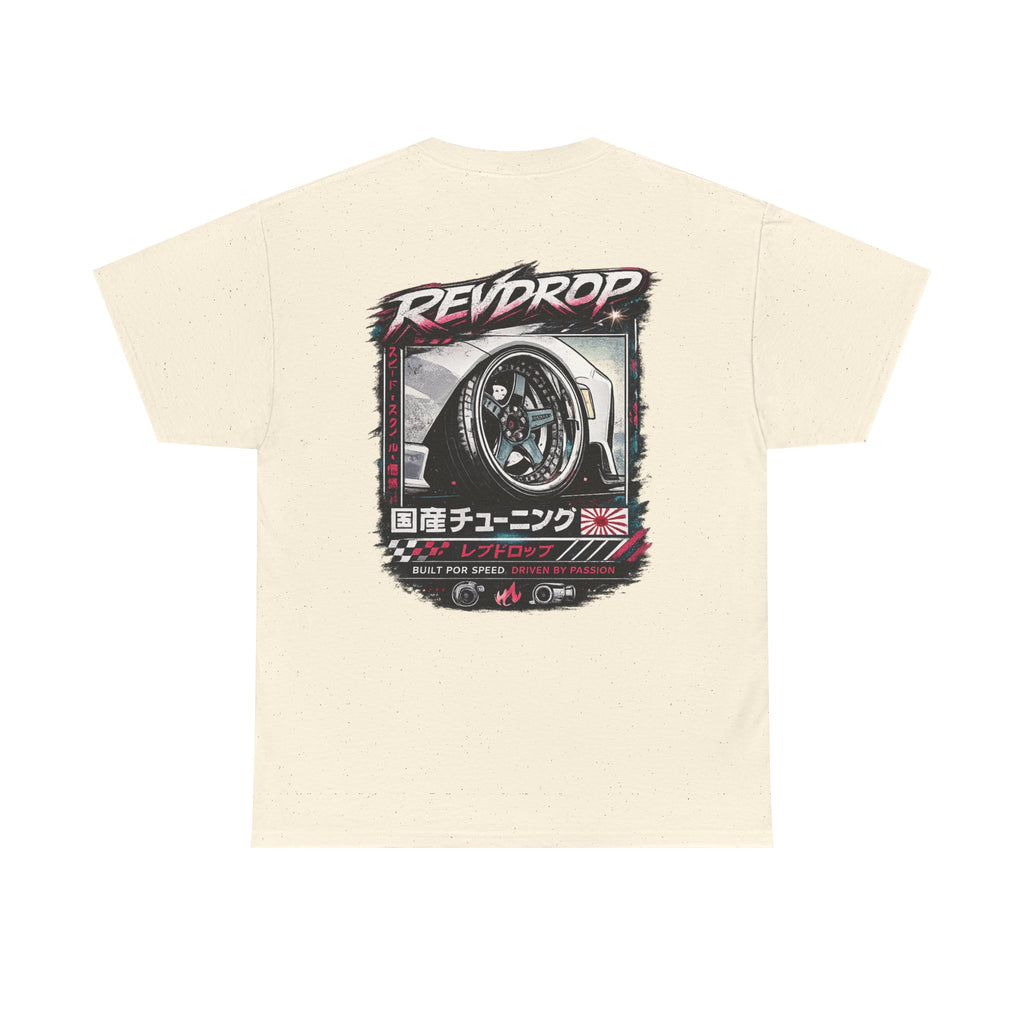 RevDrop Racing Tee — JDM Wheel Graphic T-Shirt