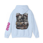 Hoodie — "Rev Up: Chaos In Every Cut" Gothic Car & Reaper Graphic