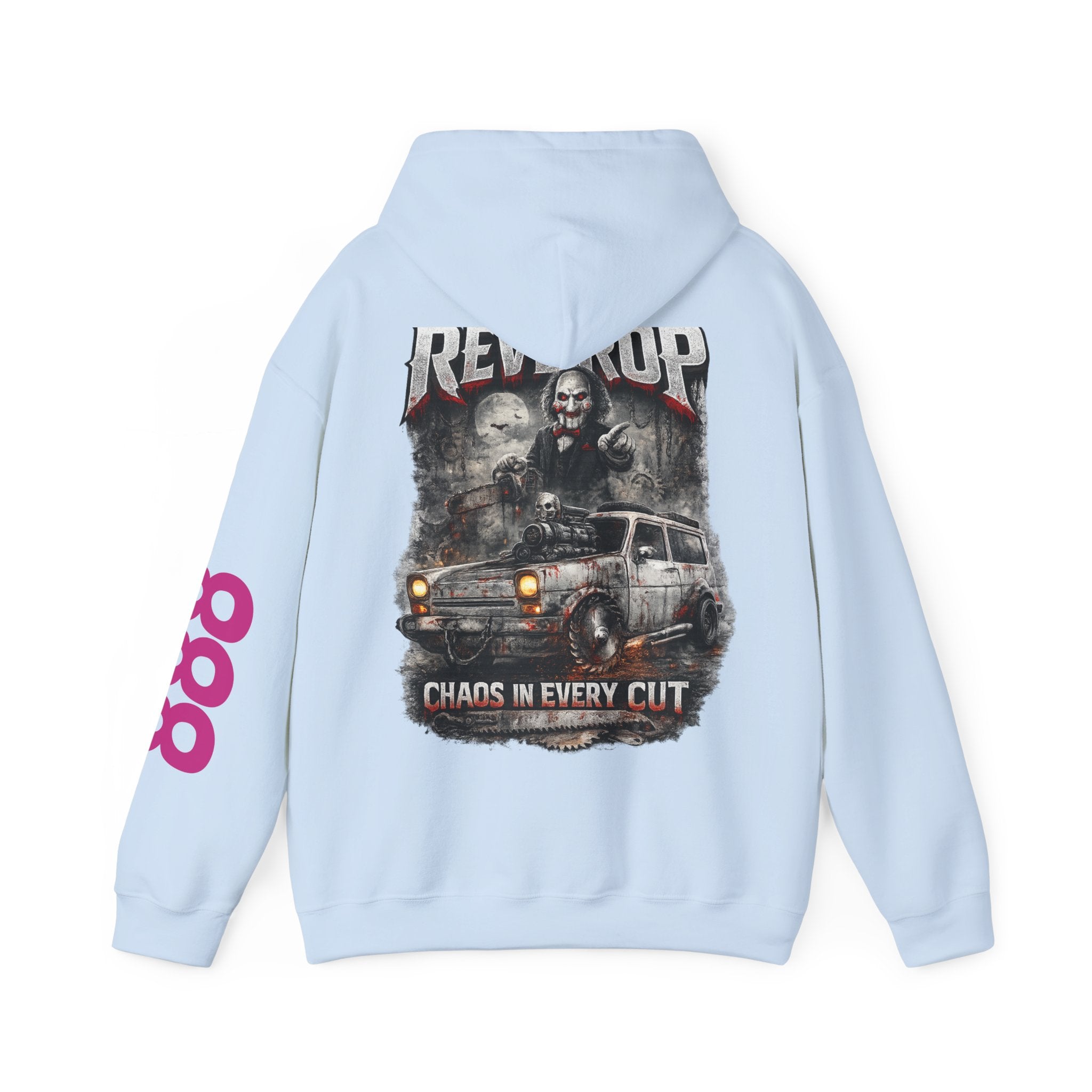Hoodie — "Rev Up: Chaos In Every Cut" Gothic Car & Reaper Graphic