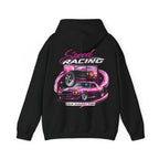 Racing Hoodie — "Speed Racing" Pink Muscle Car Graphic Pullover
