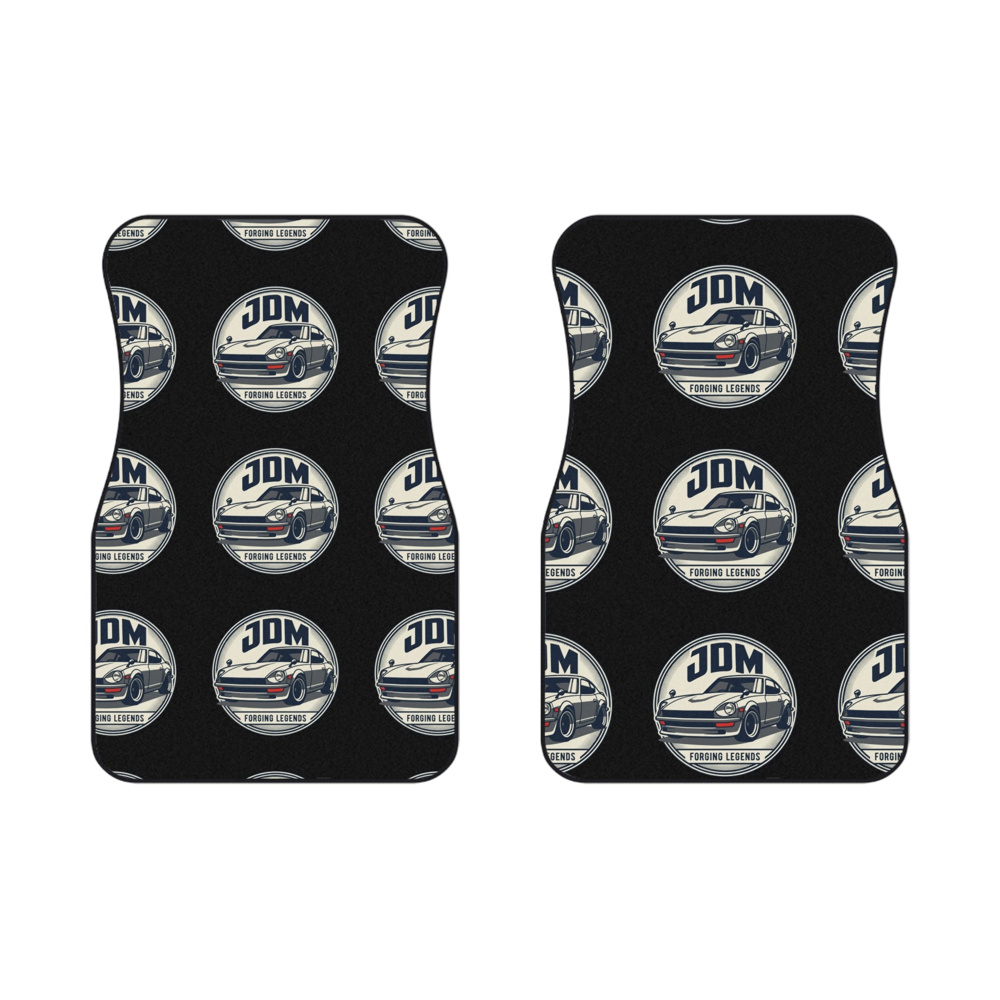 RevDrop™ JDM Forging Legends Front Car Mats – Premium Non-Slip Car Floor Mat Set (2-Piece)