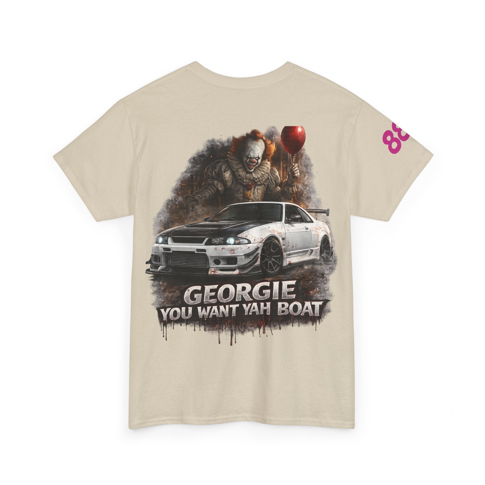 IT-Inspired Graphic Tee — "Georgie You Want Yah Boat" Horror Car Shirt