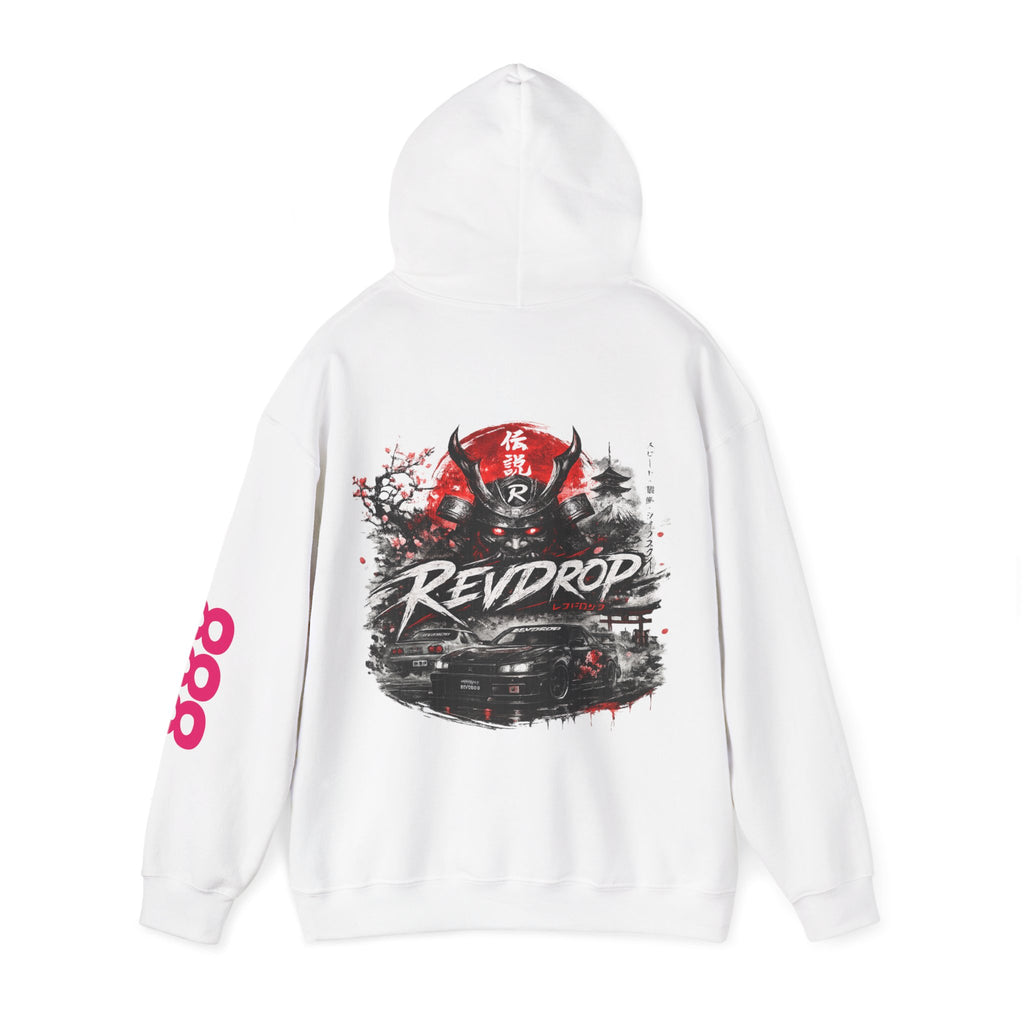 RevDrop Samurai Racing Hoodie — Japanese Demon Mask Graphic Streetwear