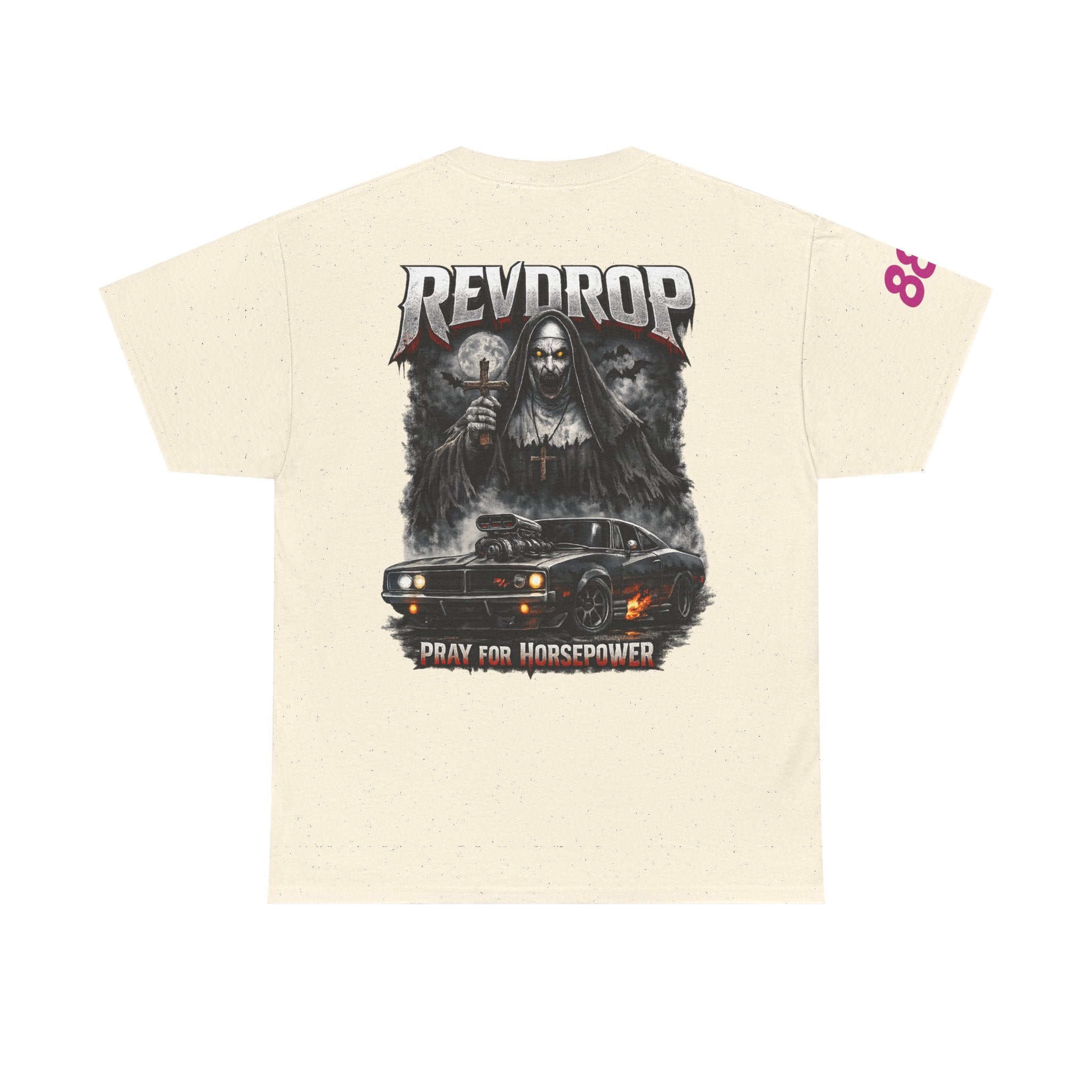 RevDrop “Pray For Horsepower” Graphic Tee – Horror Streetwear T-Shirt