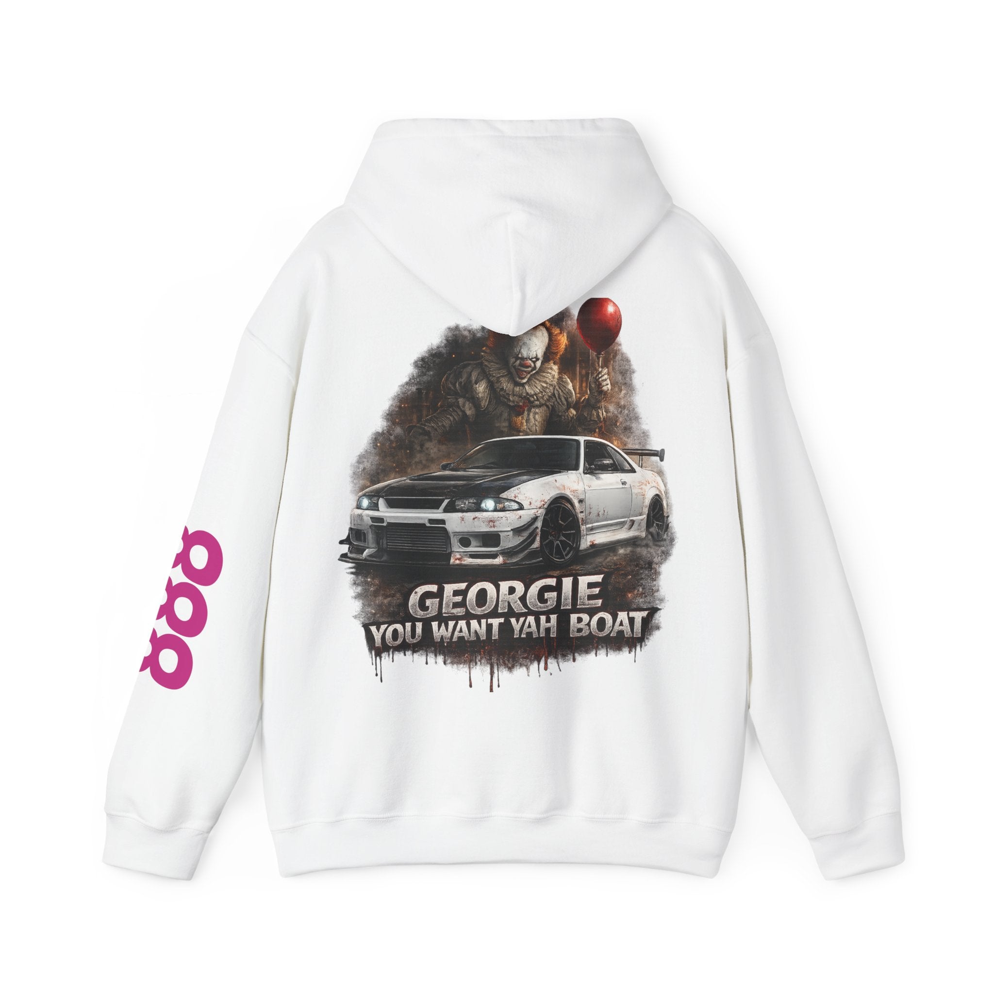 RevDrop “Georgie, You Want Yah Boat?” Graphic Hoodie  Horror Car Streetwear Pullover