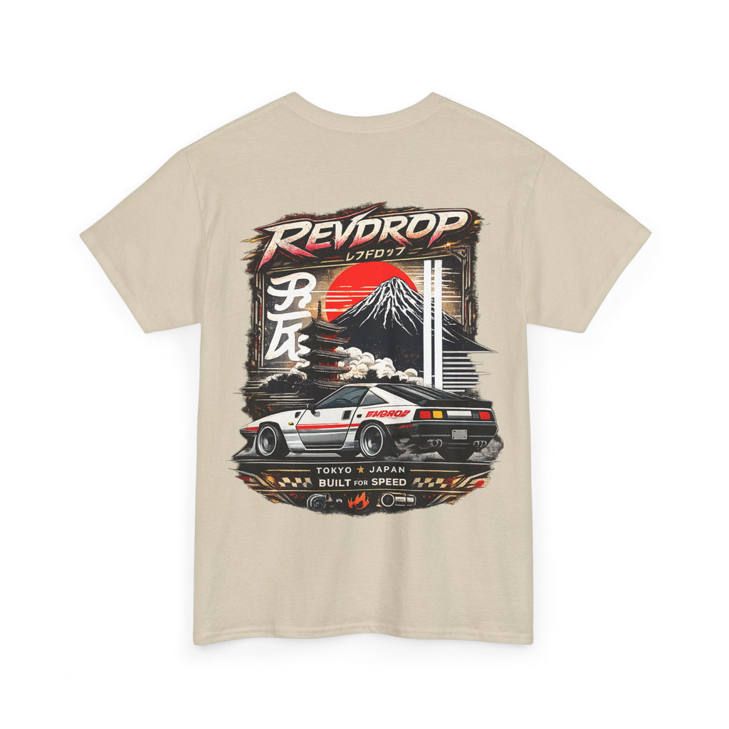 RevDrop Japanese Skyline Car Tee — Drift Racing Graphic T‑Shirt