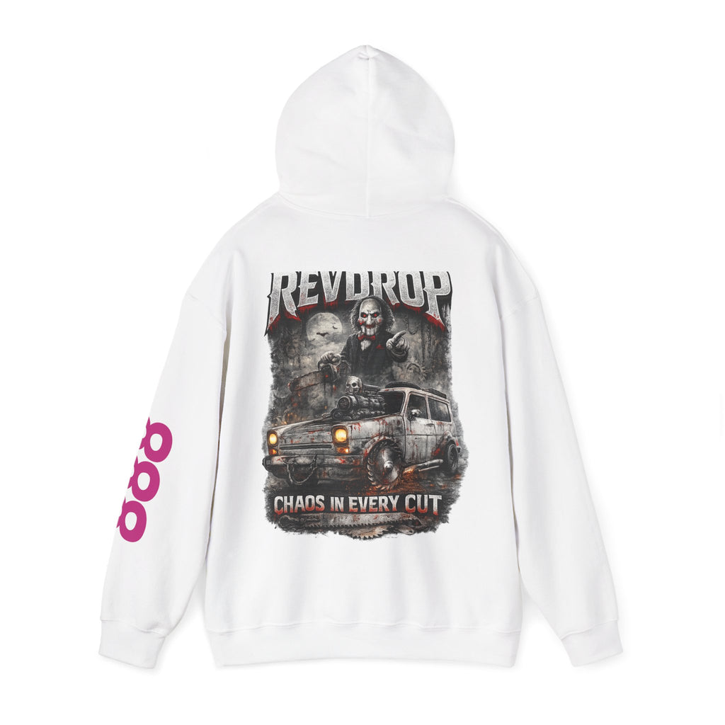 Hoodie — "Rev Up: Chaos In Every Cut" Gothic Car & Reaper Graphic