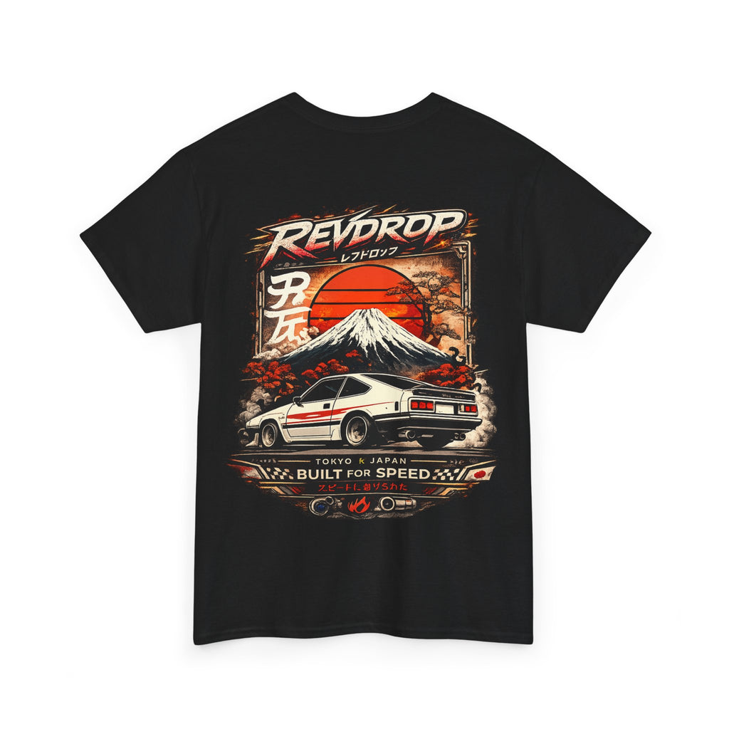 Racing Retro Tee — 'RevDrop' Mount Fuji Drift Car Graphic T-Shirt