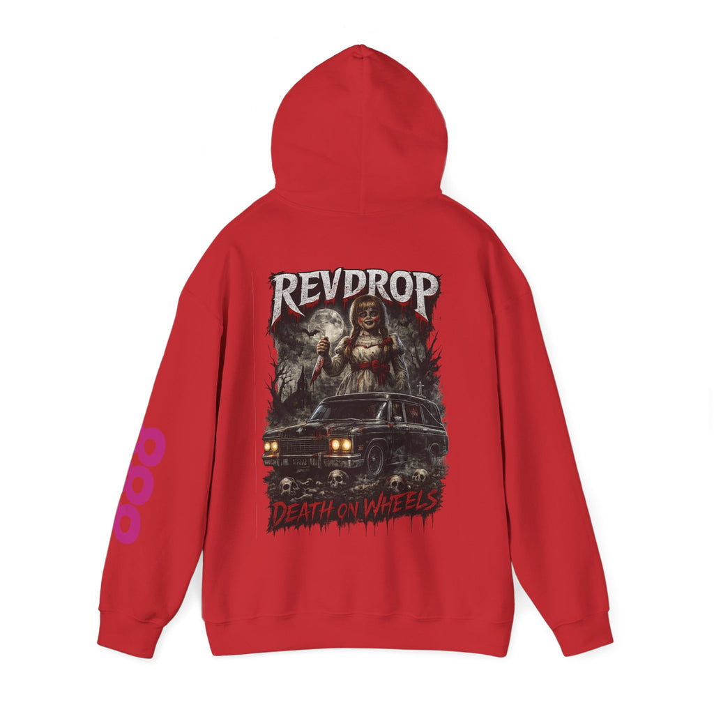 Red Riptide 'Death on Wheels' Hoodie — Graphic Horror Car Pullover