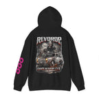 Hoodie — "Rev Up: Chaos In Every Cut" Gothic Car & Reaper Graphic