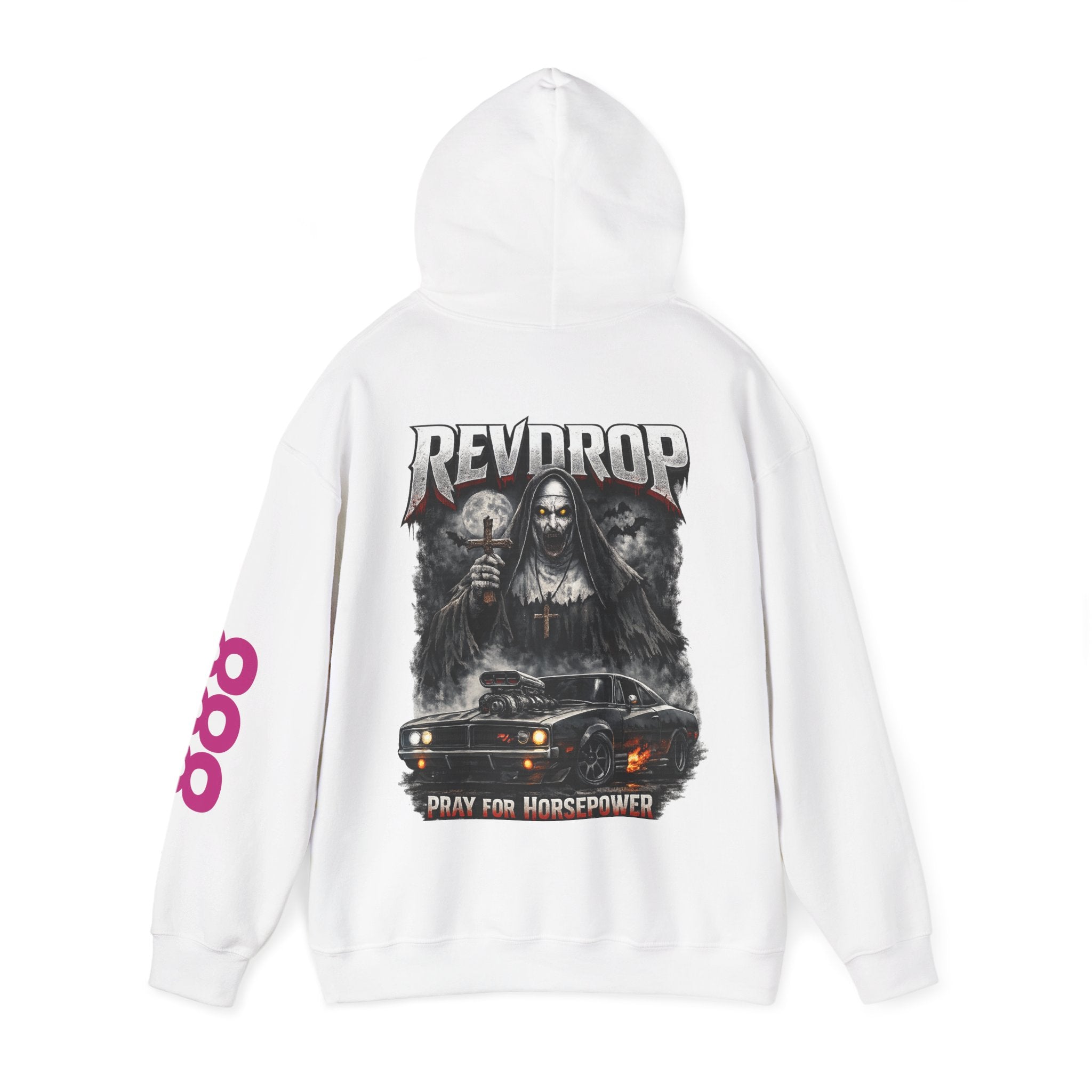 RevDrop “Pray For Horsepower” Graphic Hoodie – Horror Streetwear Pullover
