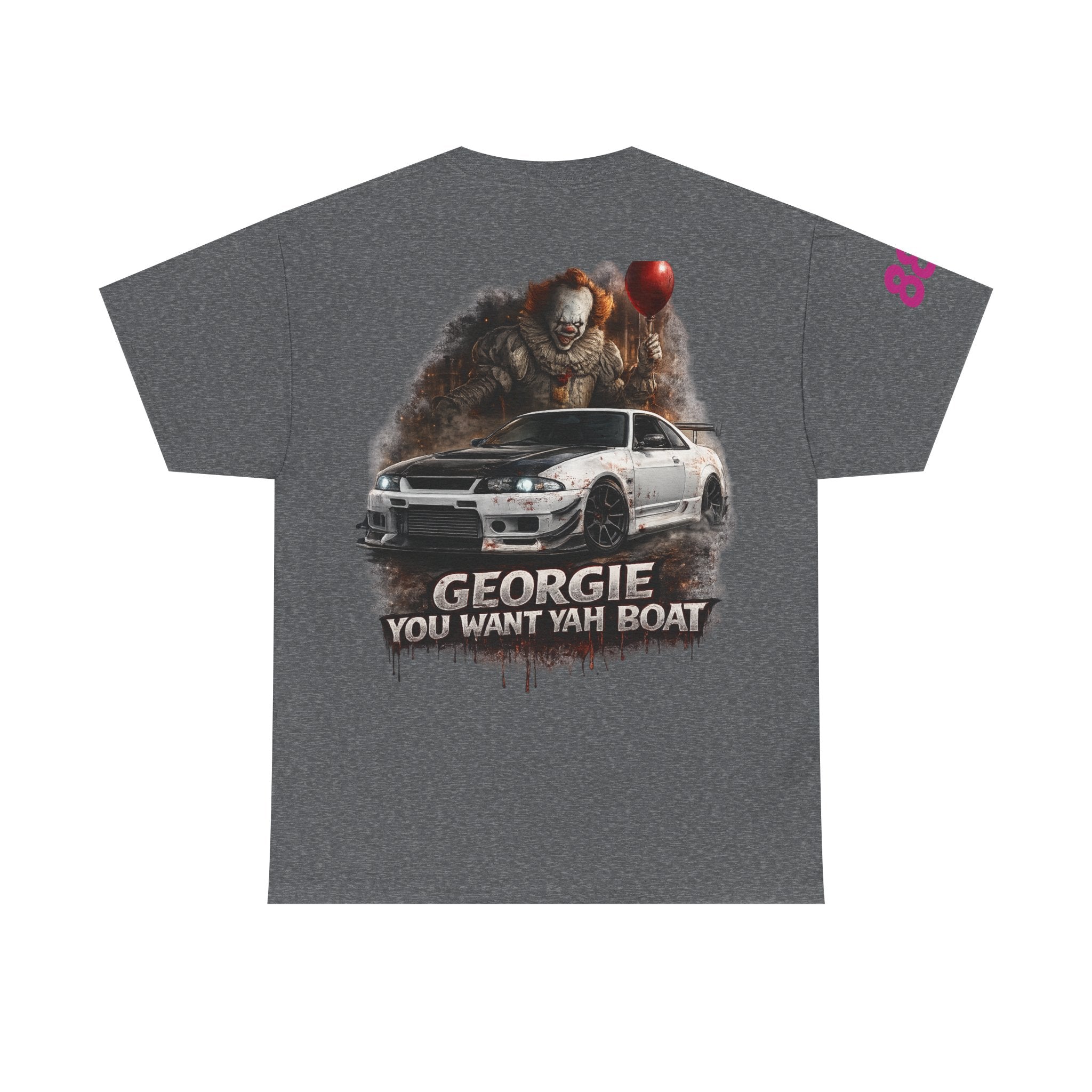 IT-Inspired Graphic Tee — "Georgie You Want Yah Boat" Horror Car Shirt