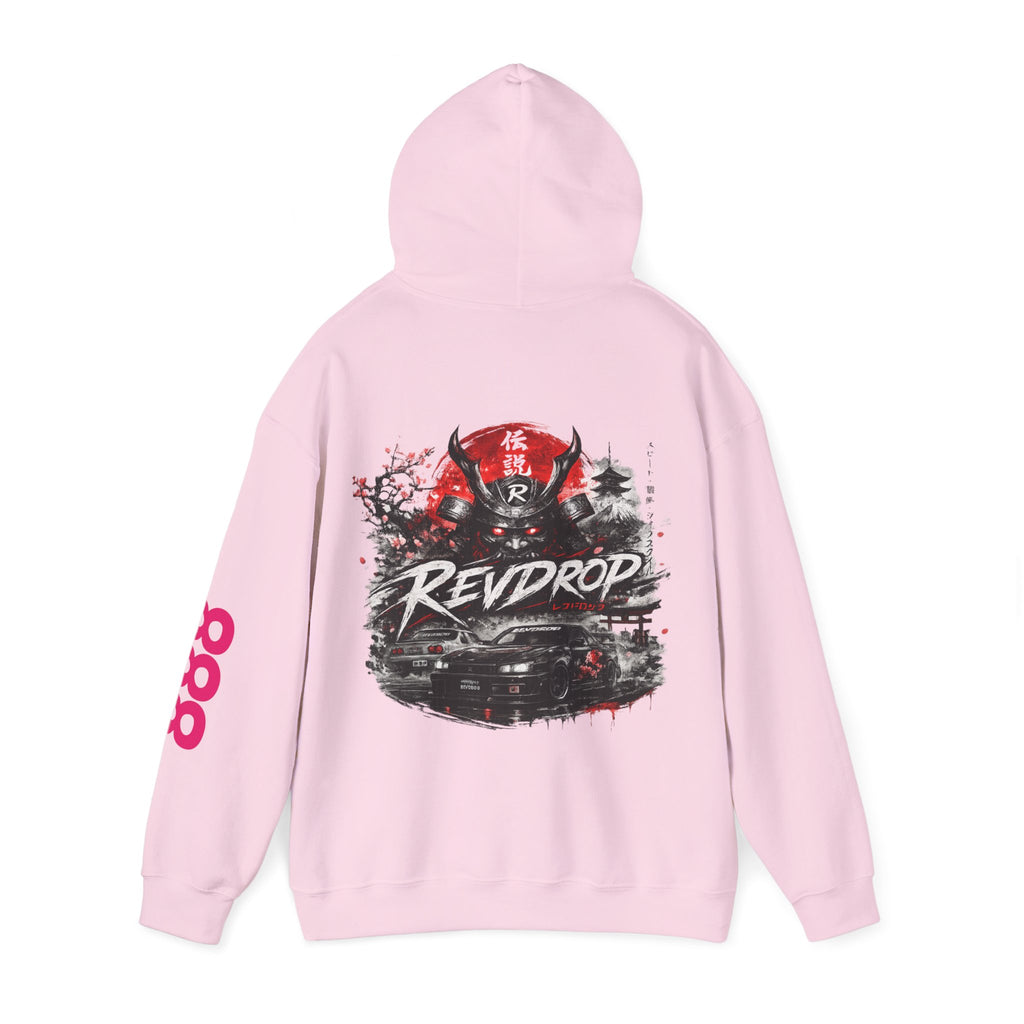 RevDrop Samurai Racing Hoodie — Japanese Demon Mask Graphic Streetwear