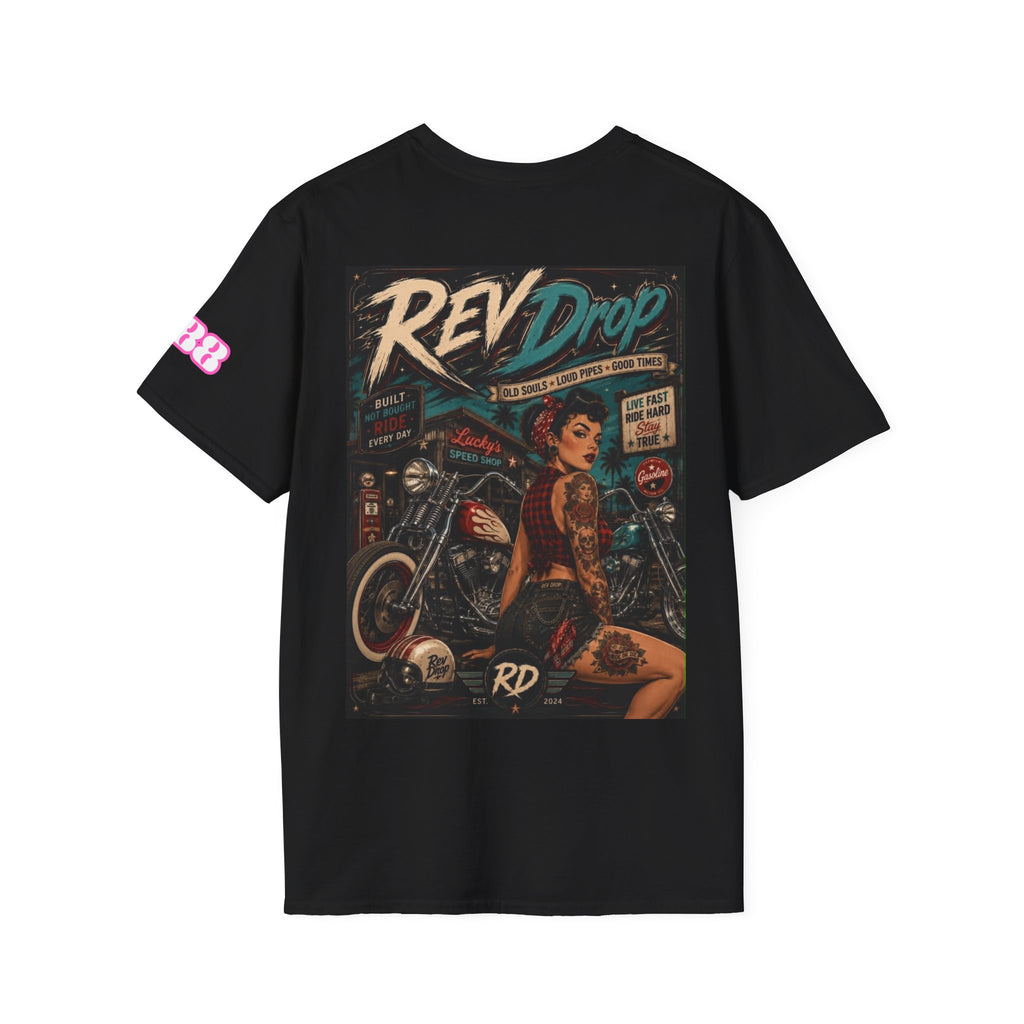 T-Shirt — Retro Drive Pink Palm Chest Logo