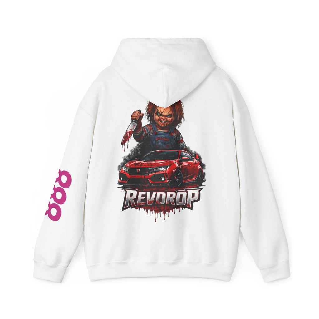 Chucky Reddrop Hoodie — Horror Car Graphic Pullover