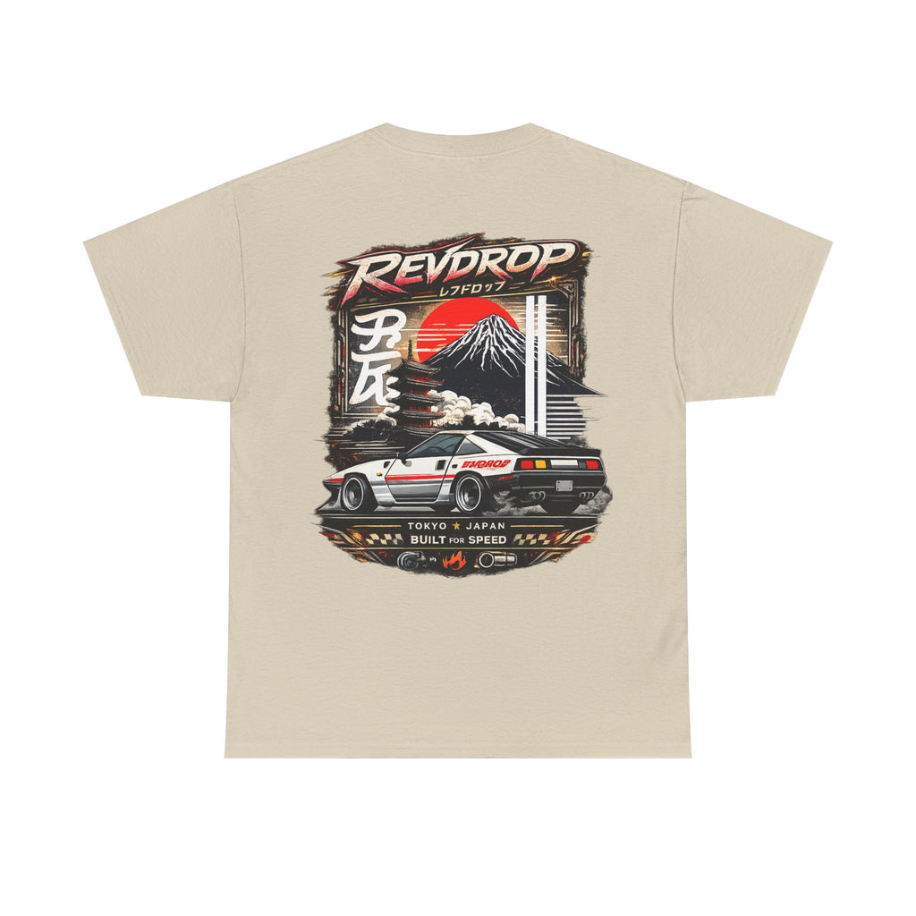 RevDrop Japanese Skyline Car Tee — Drift Racing Graphic T‑Shirt