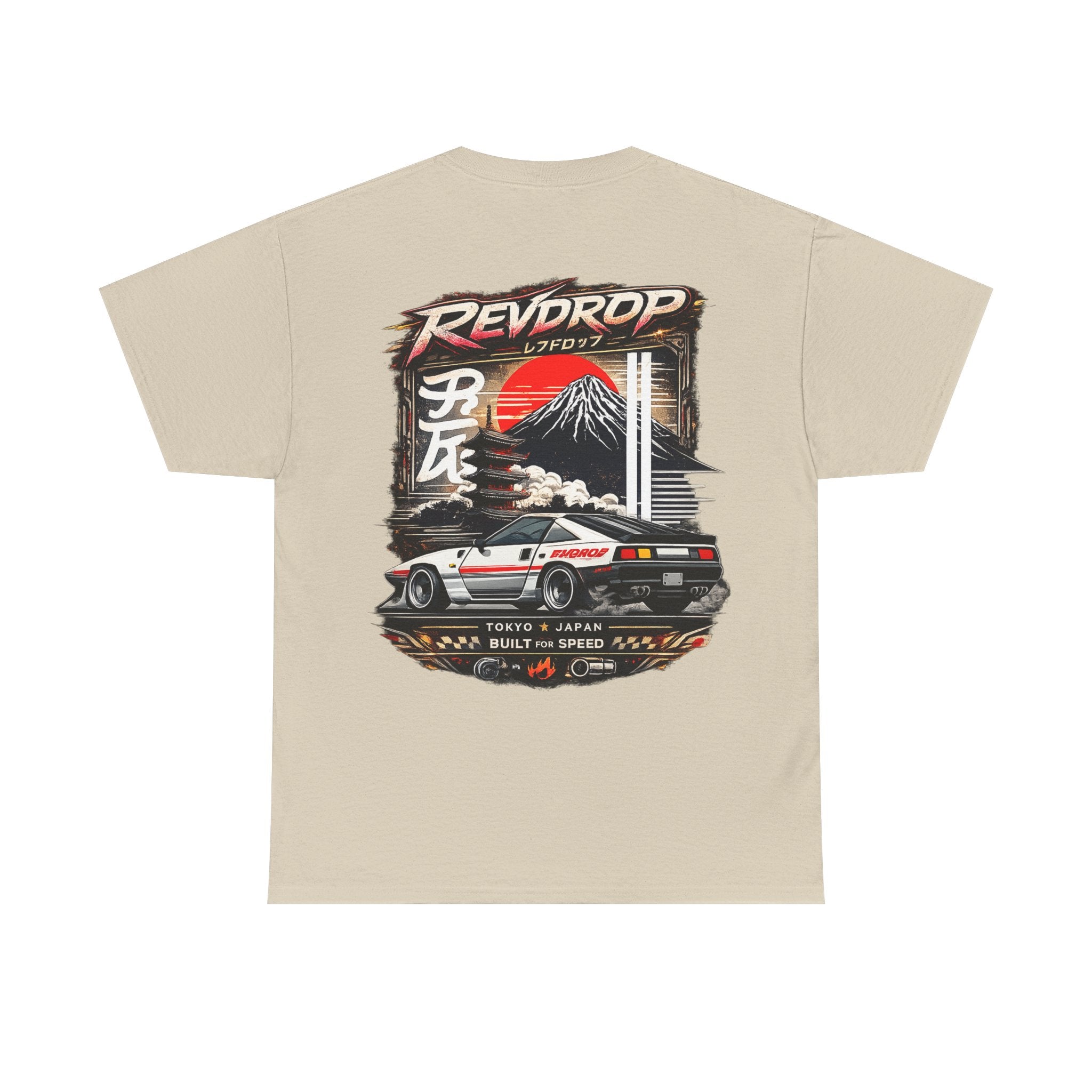 RevDrop Japanese Skyline Car Tee — Drift Racing Graphic T‑Shirt