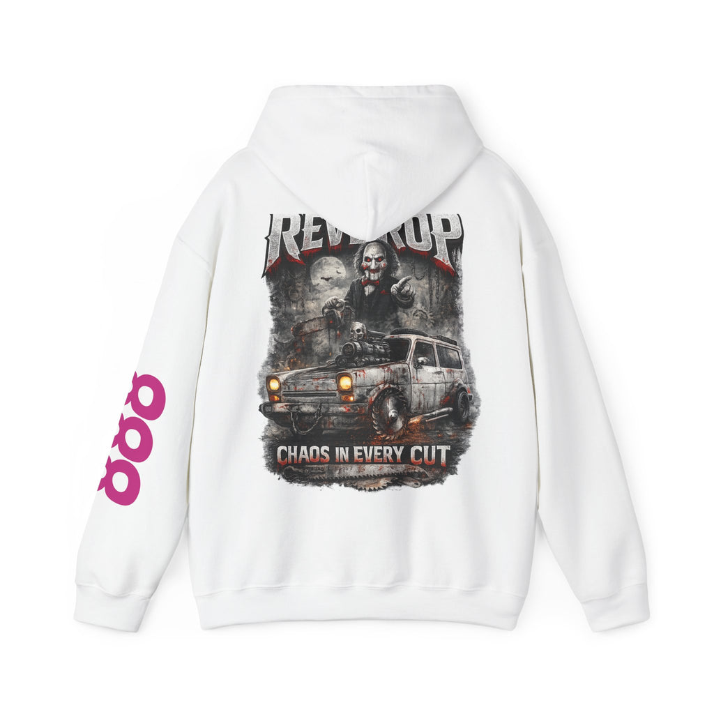 Hoodie — "Rev Up: Chaos In Every Cut" Gothic Car & Reaper Graphic