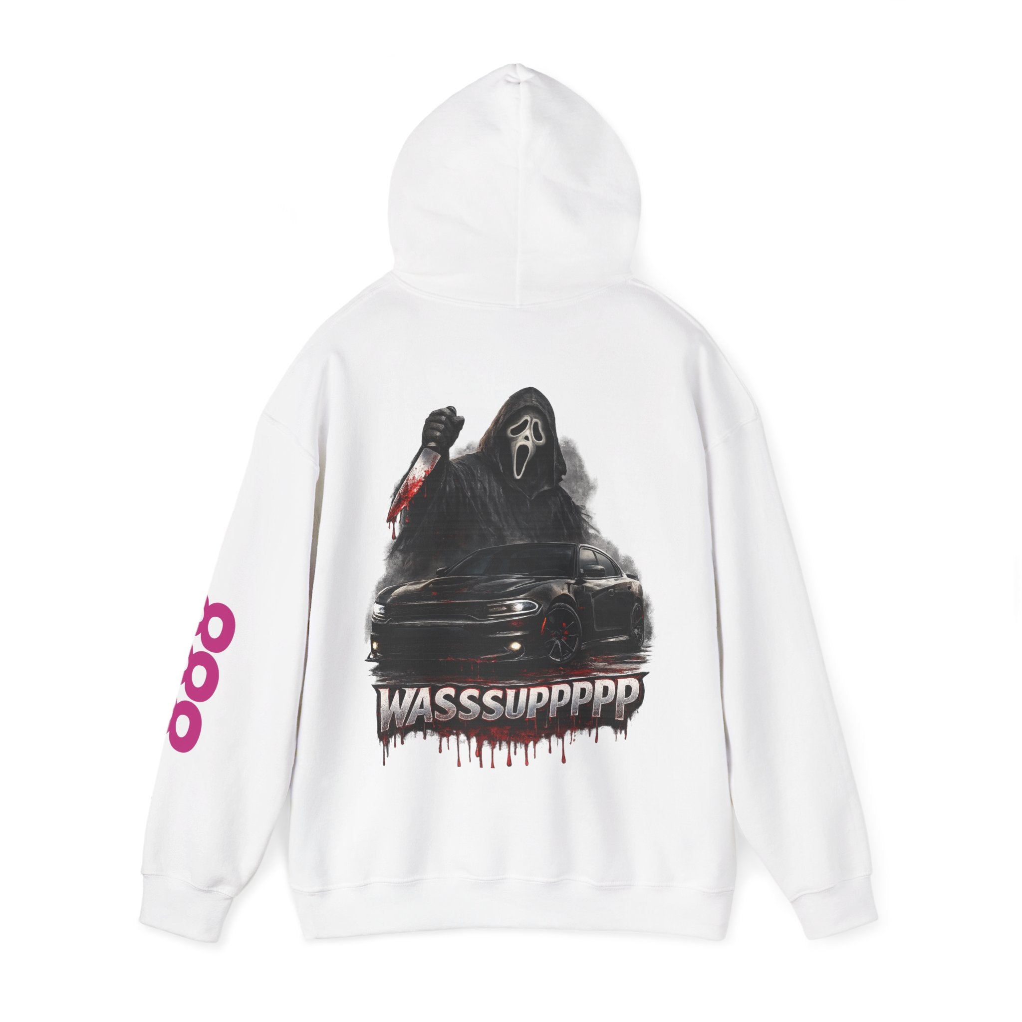 Hoodie — Retro Horror 'WASSSUPPPPP' Graphic Pullover