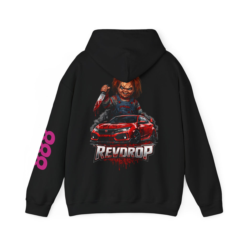 Chucky Reddrop Hoodie — Horror Car Graphic Pullover
