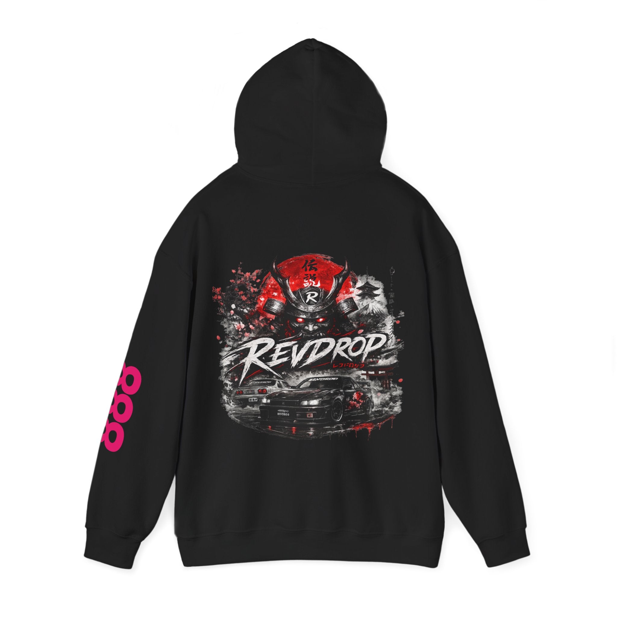 RevDrop Samurai Racing Hoodie — Japanese Demon Mask Graphic Streetwear