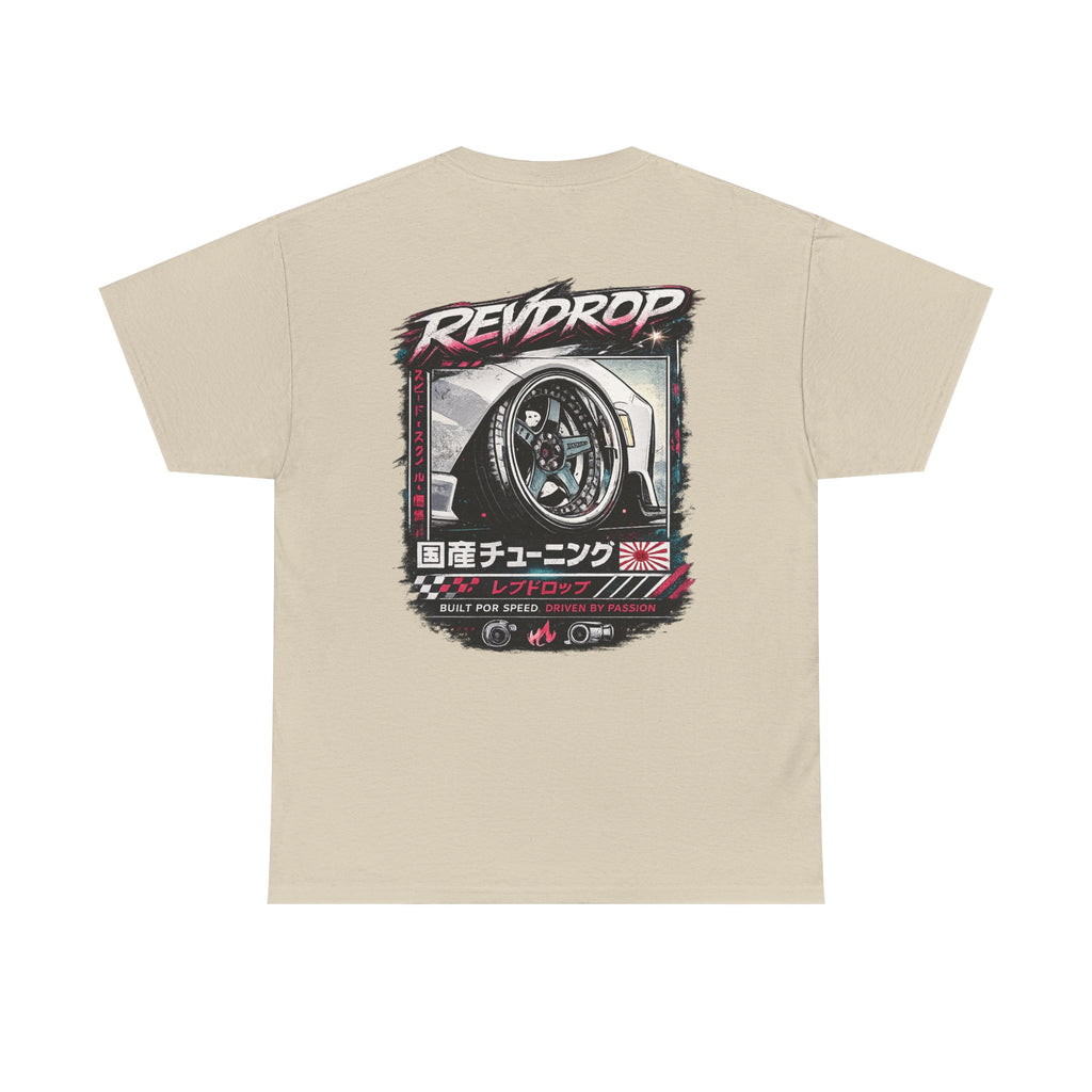 RevDrop Racing Tee — JDM Wheel Graphic T-Shirt
