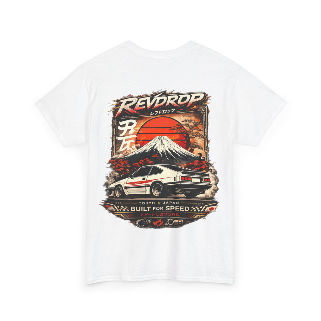 Racing Retro Tee — 'RevDrop' Mount Fuji Drift Car Graphic T-Shirt