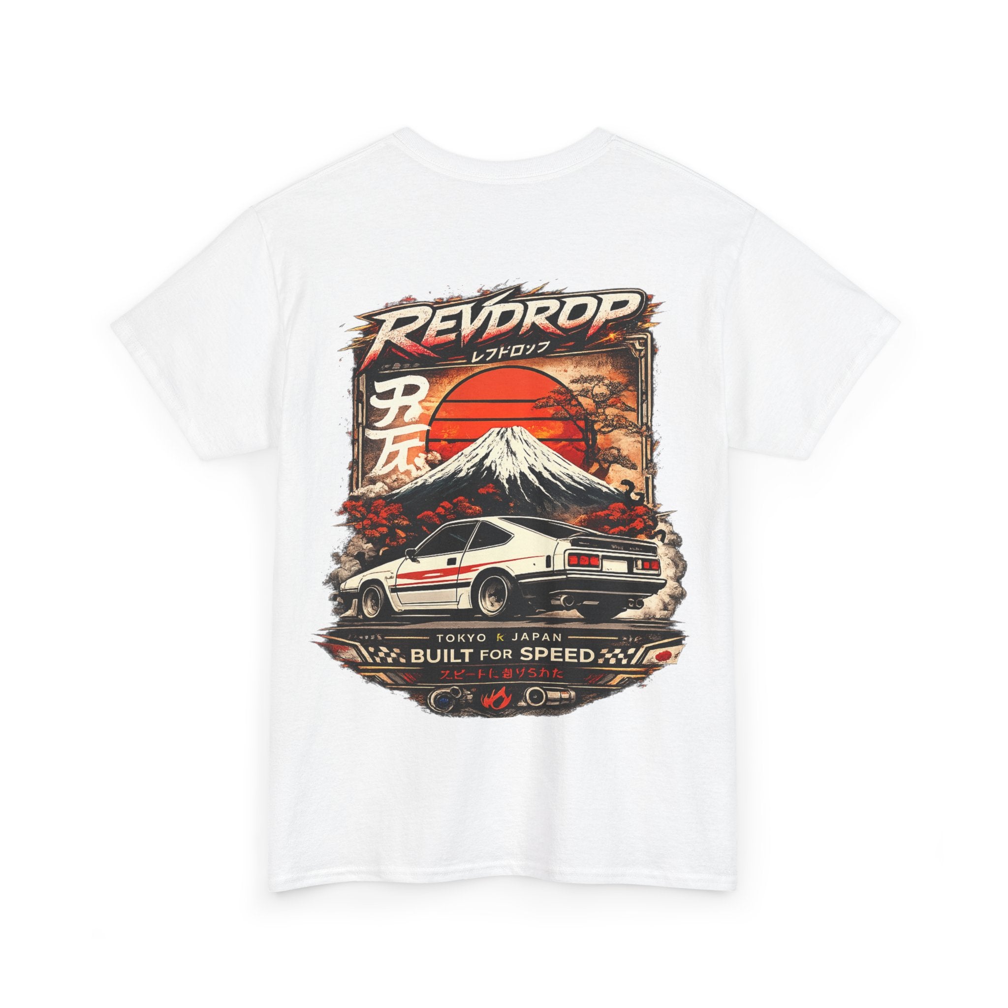 Racing Retro Tee — 'RevDrop' Mount Fuji Drift Car Graphic T-Shirt