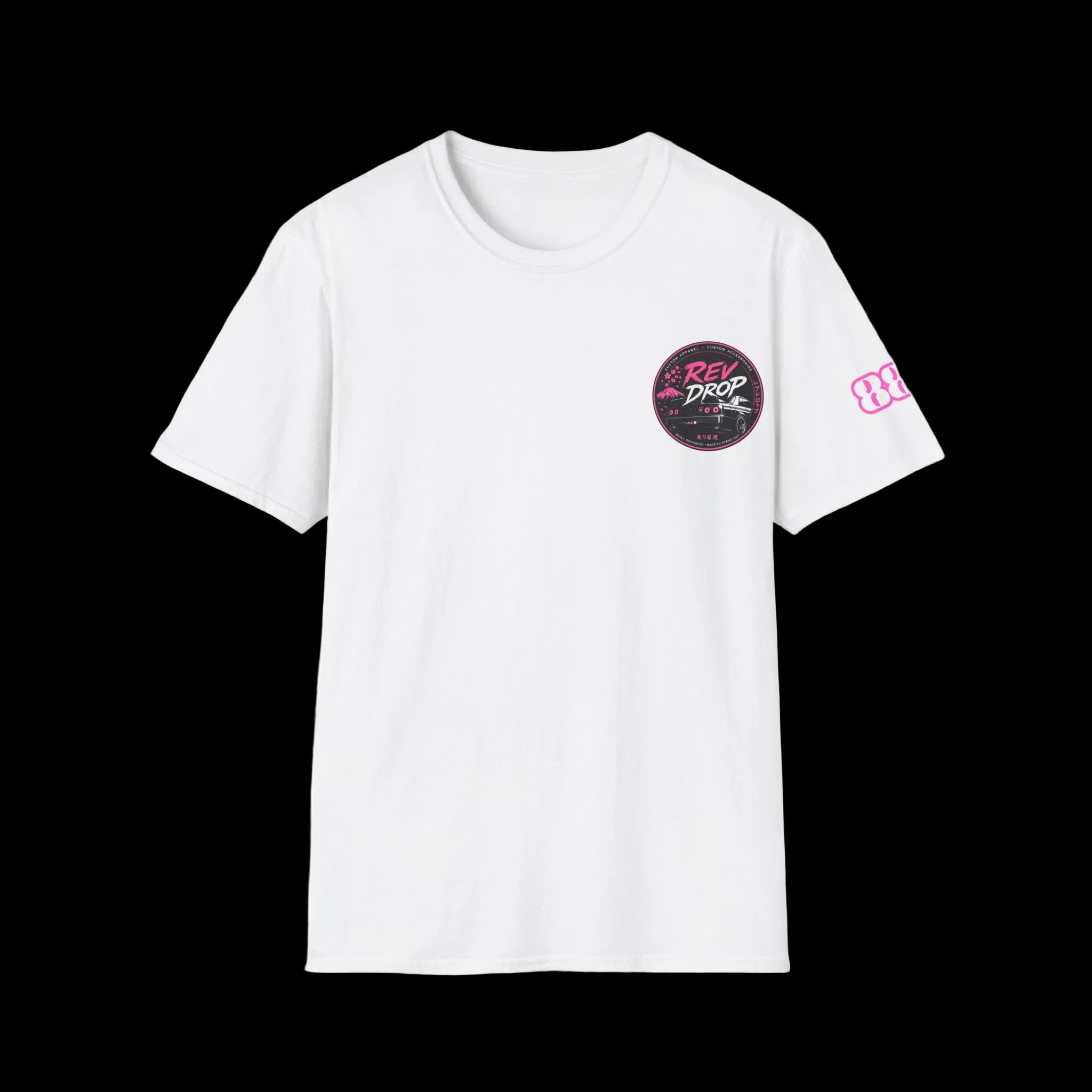 T-Shirt — Retro Pink 'Red Drop' Logo Pocket Tee