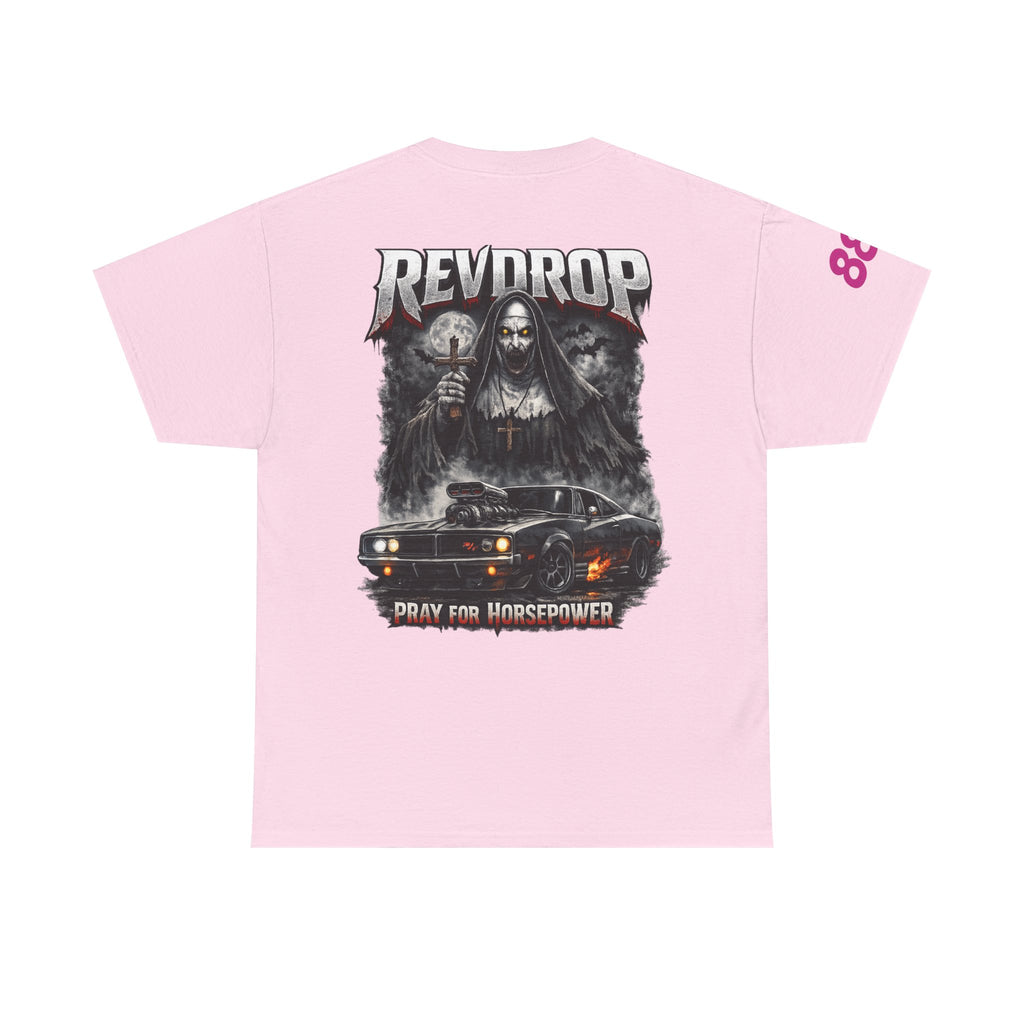 RevDrop “Pray For Horsepower” Graphic Tee – Horror Streetwear T-Shirt