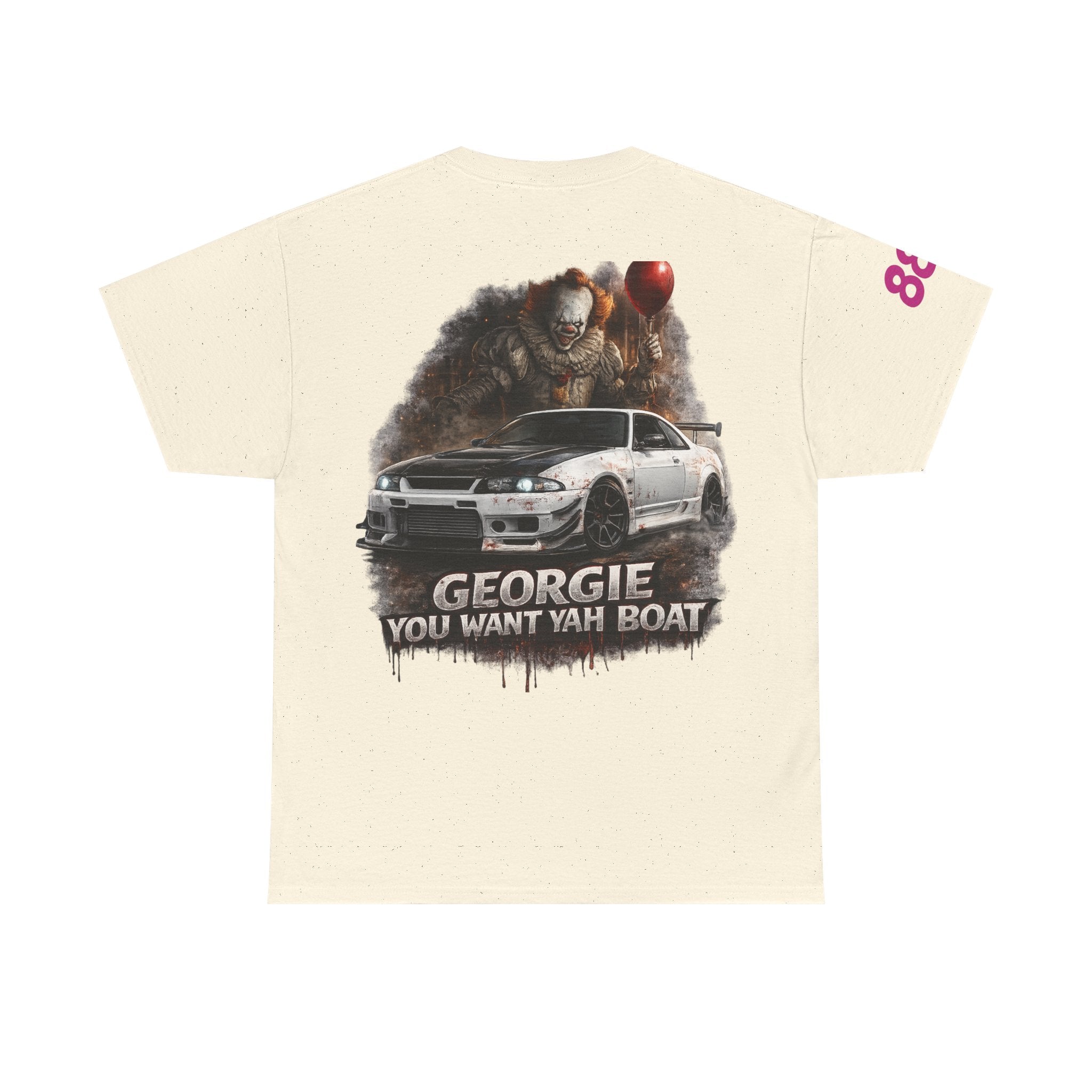 IT-Inspired Graphic Tee — "Georgie You Want Yah Boat" Horror Car Shirt