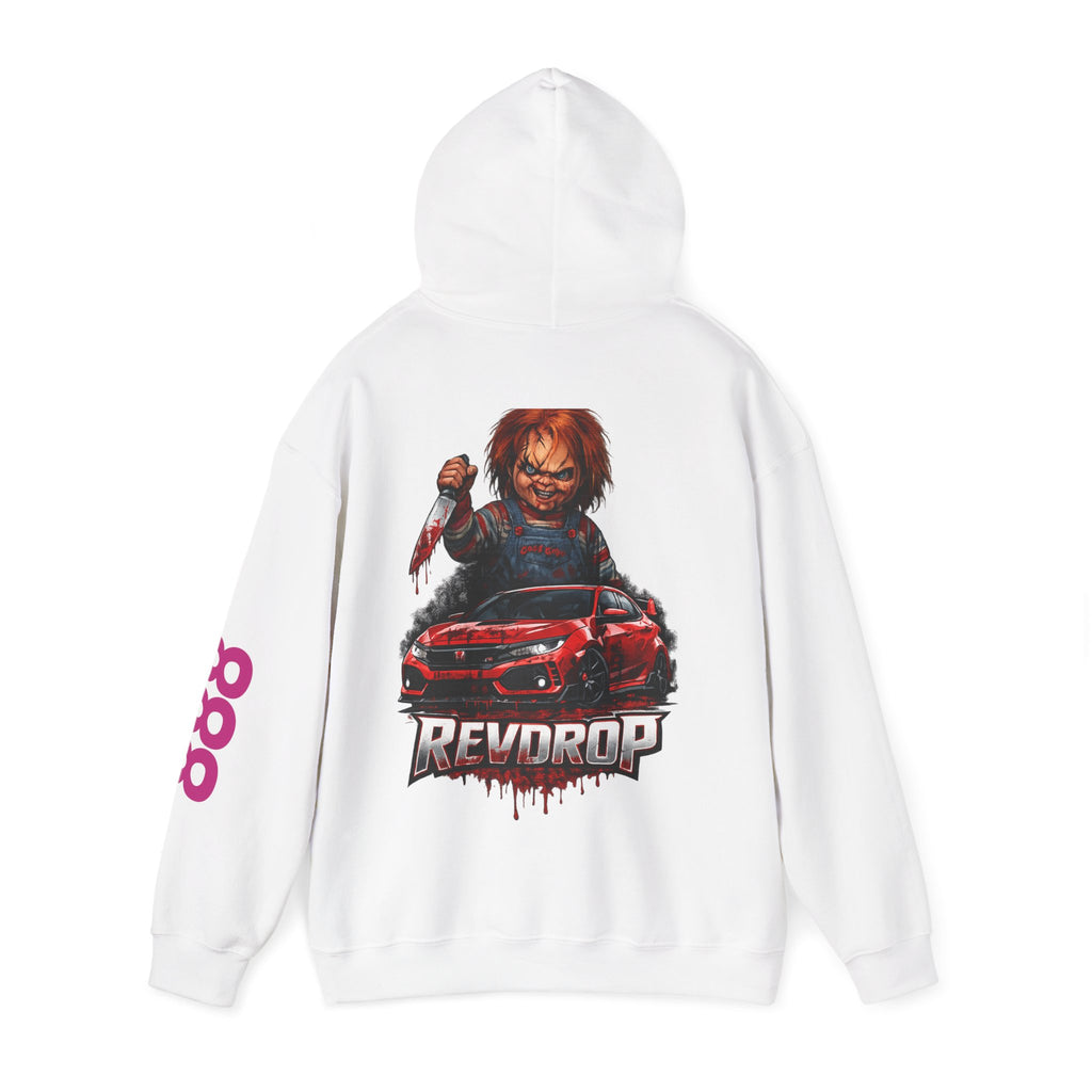 Chucky Reddrop Hoodie — Horror Car Graphic Pullover