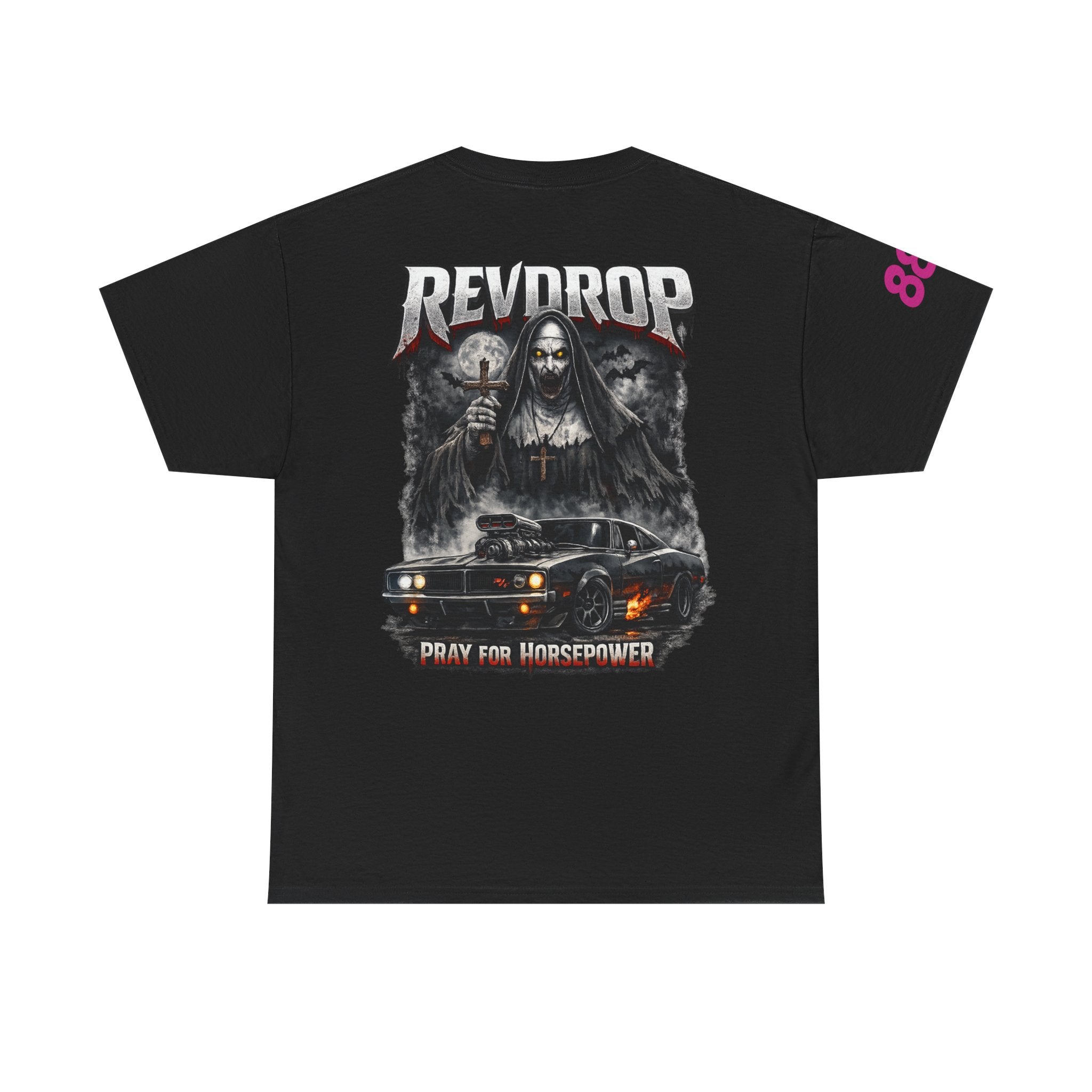 RevDrop “Pray For Horsepower” Graphic Tee – Horror Streetwear T-Shirt