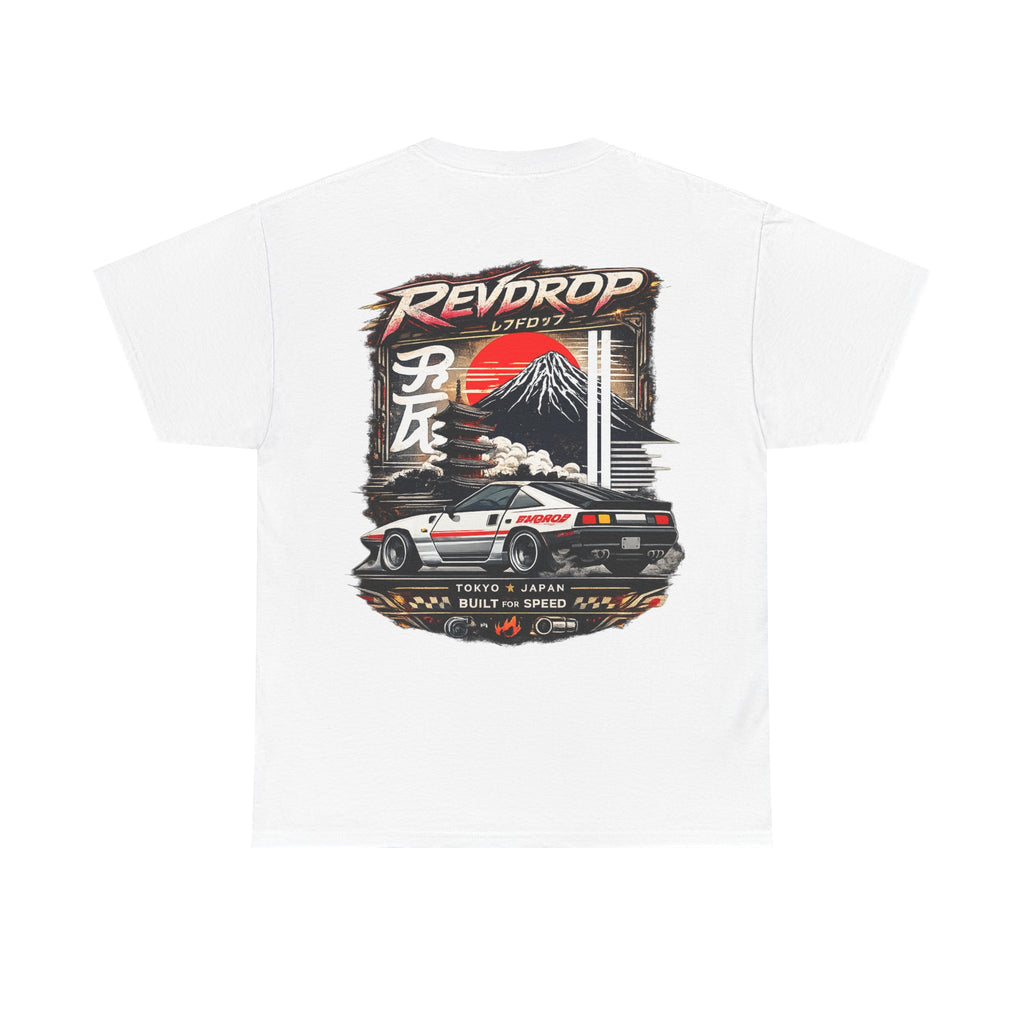 RevDrop Japanese Skyline Car Tee — Drift Racing Graphic T‑Shirt