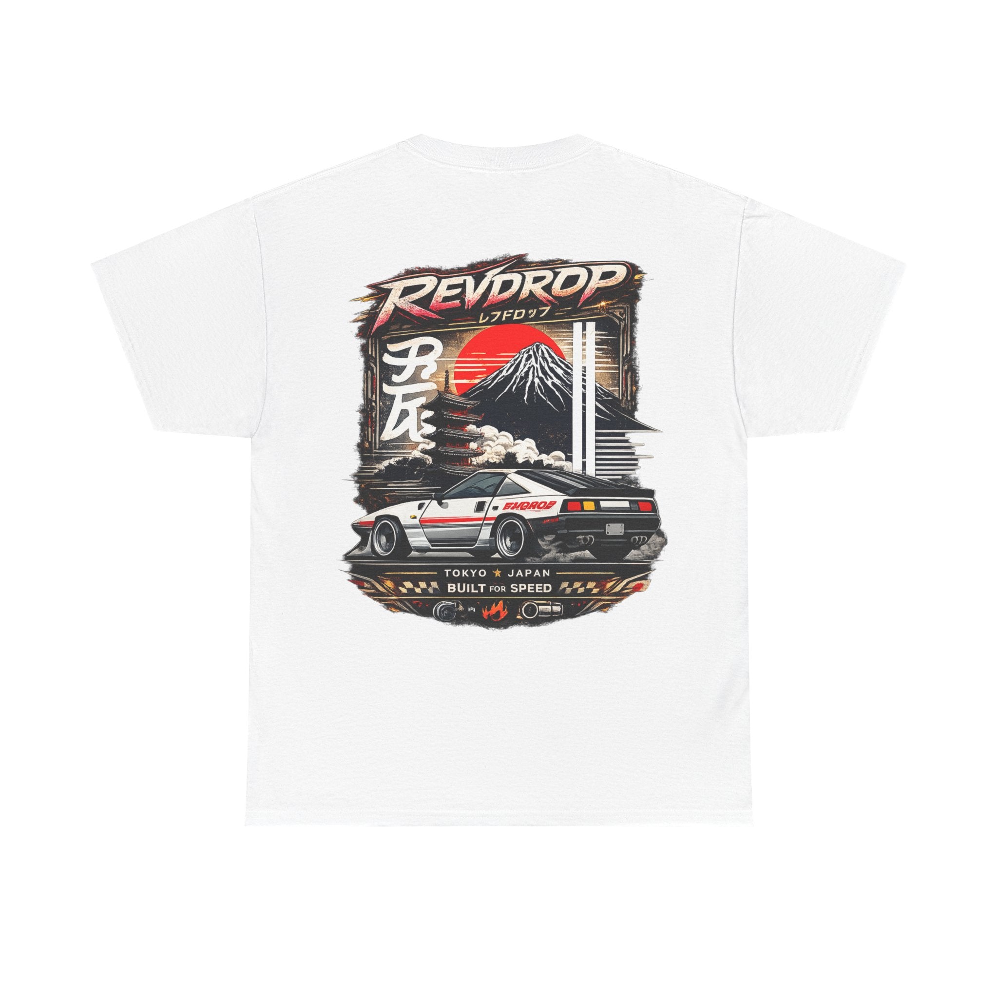 RevDrop Japanese Skyline Car Tee — Drift Racing Graphic T‑Shirt