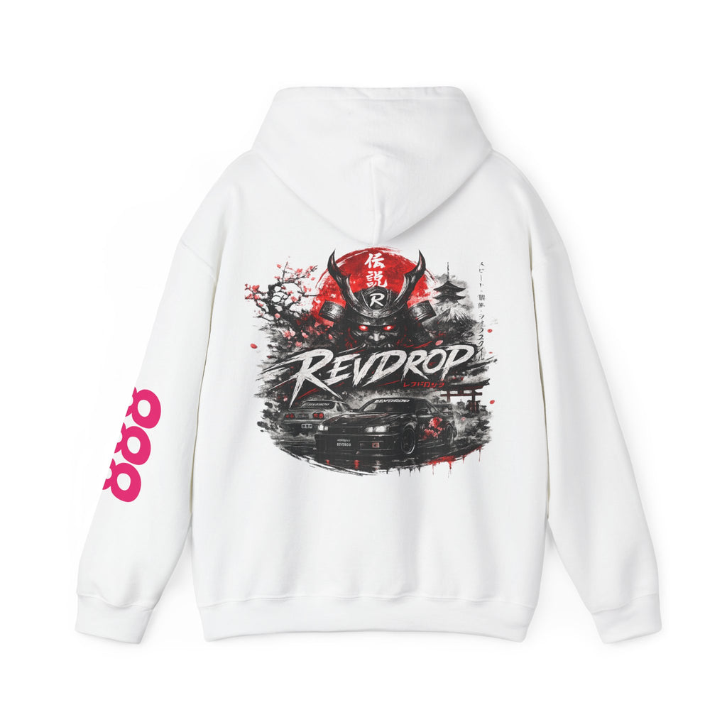 RevDrop Samurai Racing Hoodie — Japanese Demon Mask Graphic Streetwear