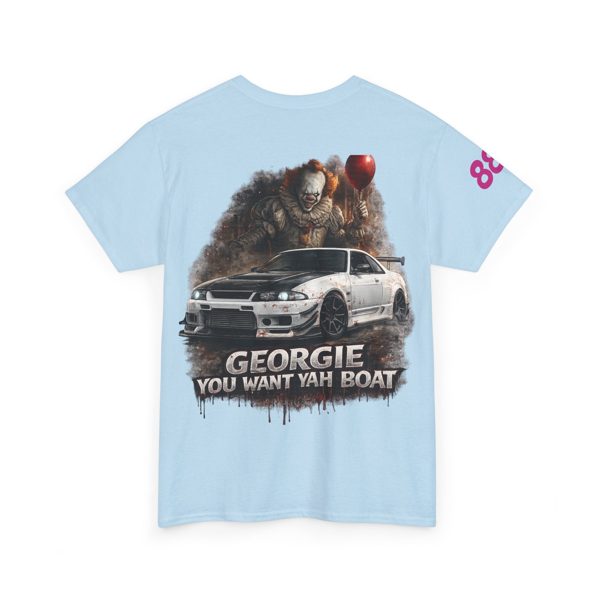 IT-Inspired Graphic Tee — "Georgie You Want Yah Boat" Horror Car Shirt