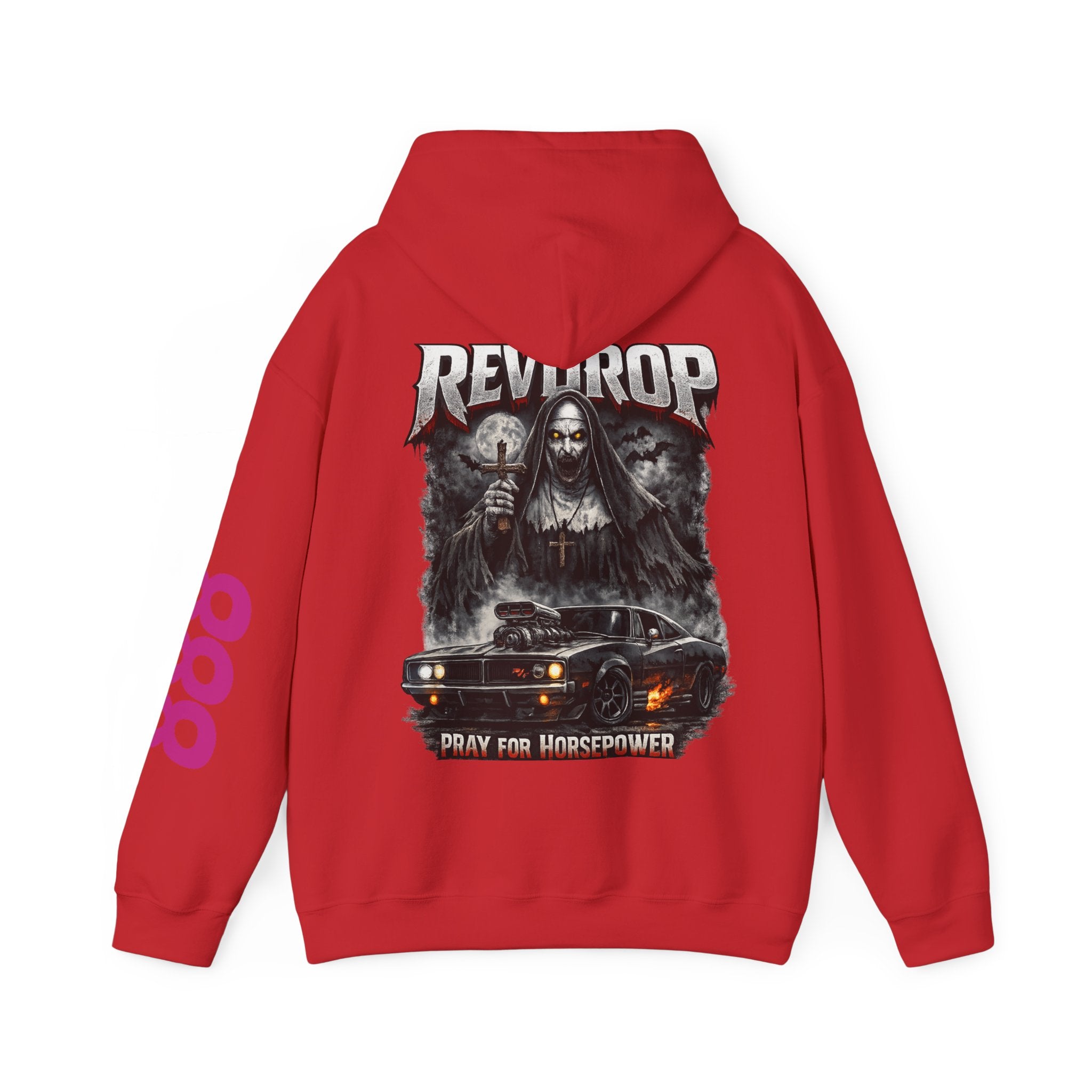 RevDrop “Pray For Horsepower” Graphic Hoodie – Horror Streetwear Pullover