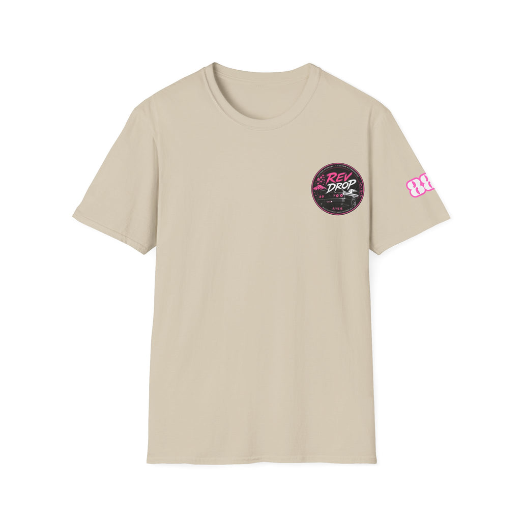 T-Shirt — Retro Pink 'Red Drop' Badge Tee