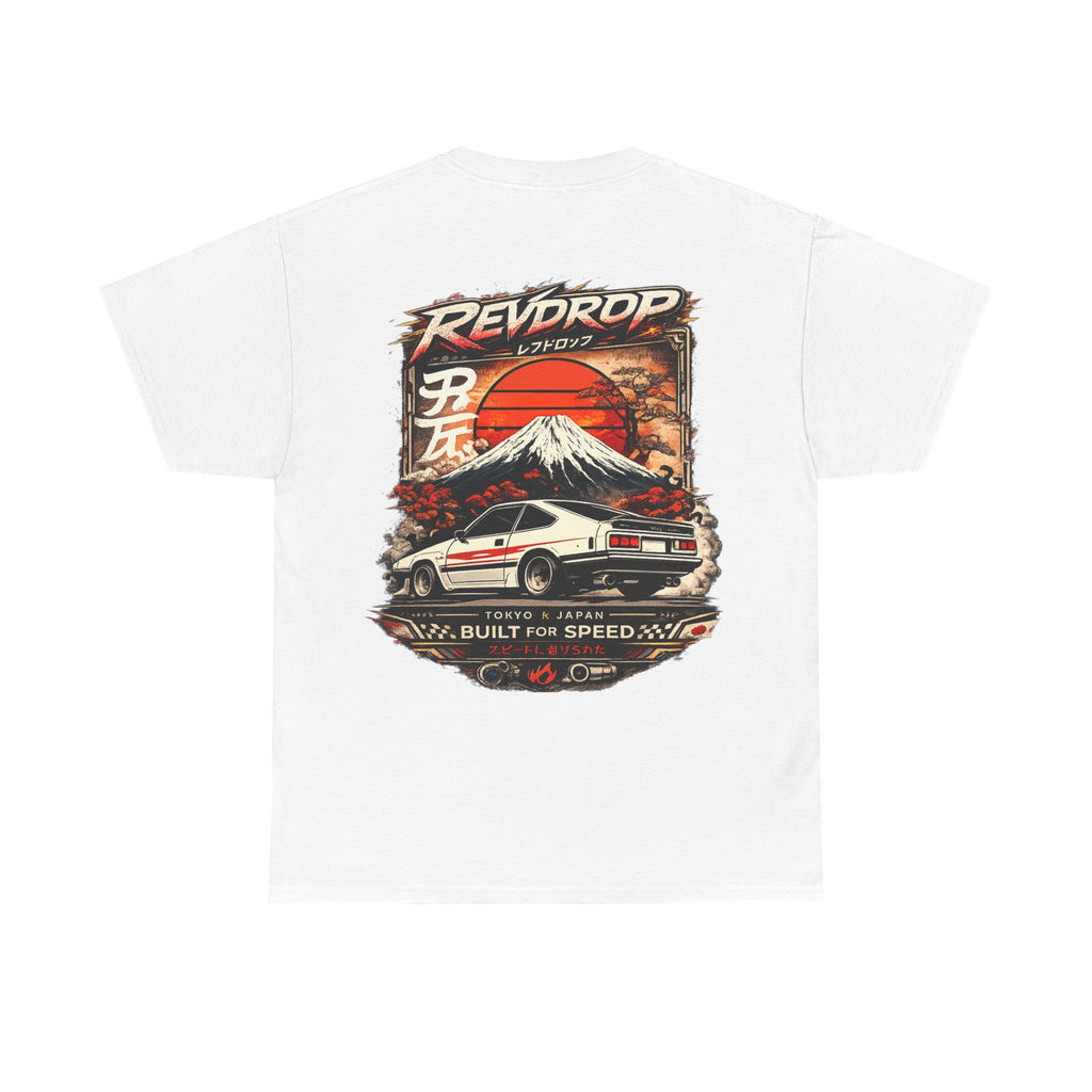 Racing Retro Tee — 'RevDrop' Mount Fuji Drift Car Graphic T-Shirt