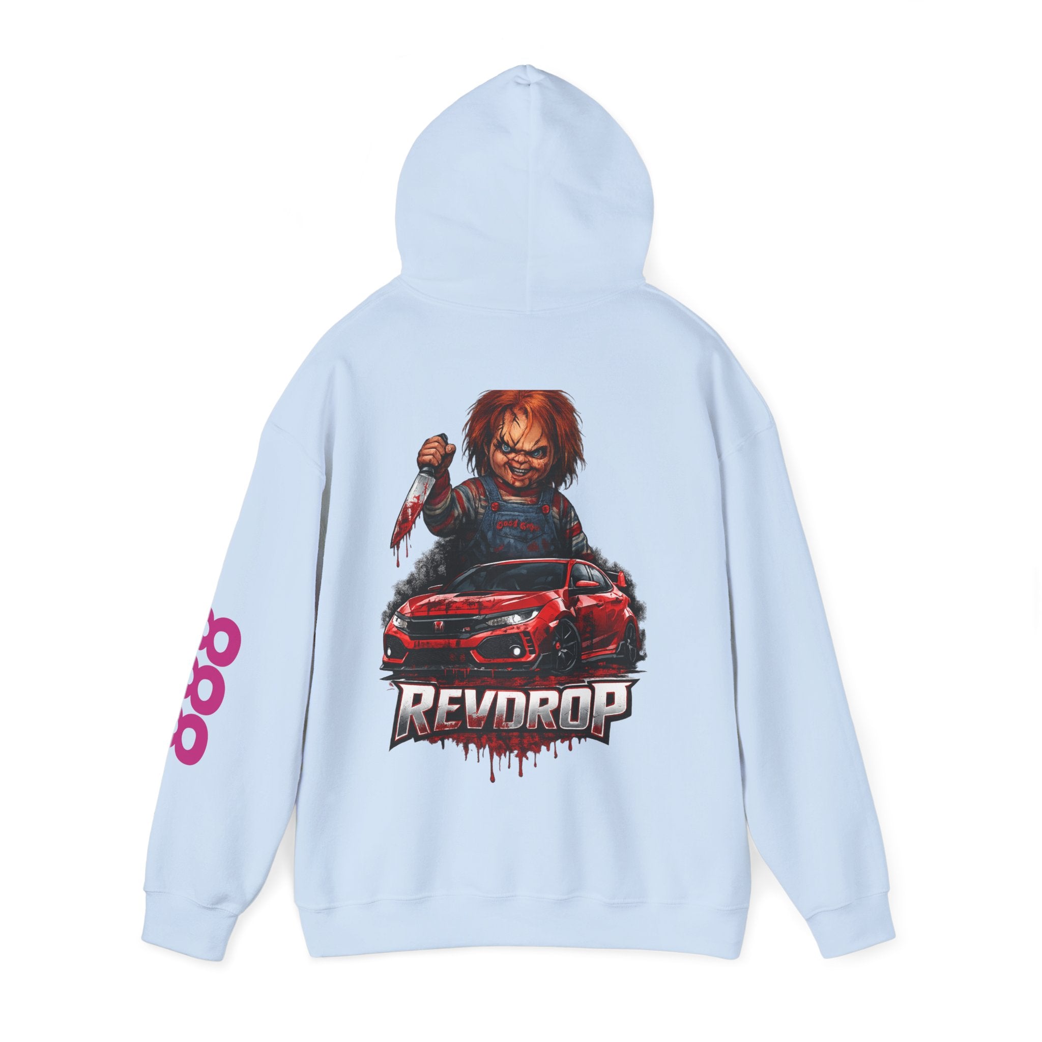 Chucky Reddrop Hoodie — Horror Car Graphic Pullover