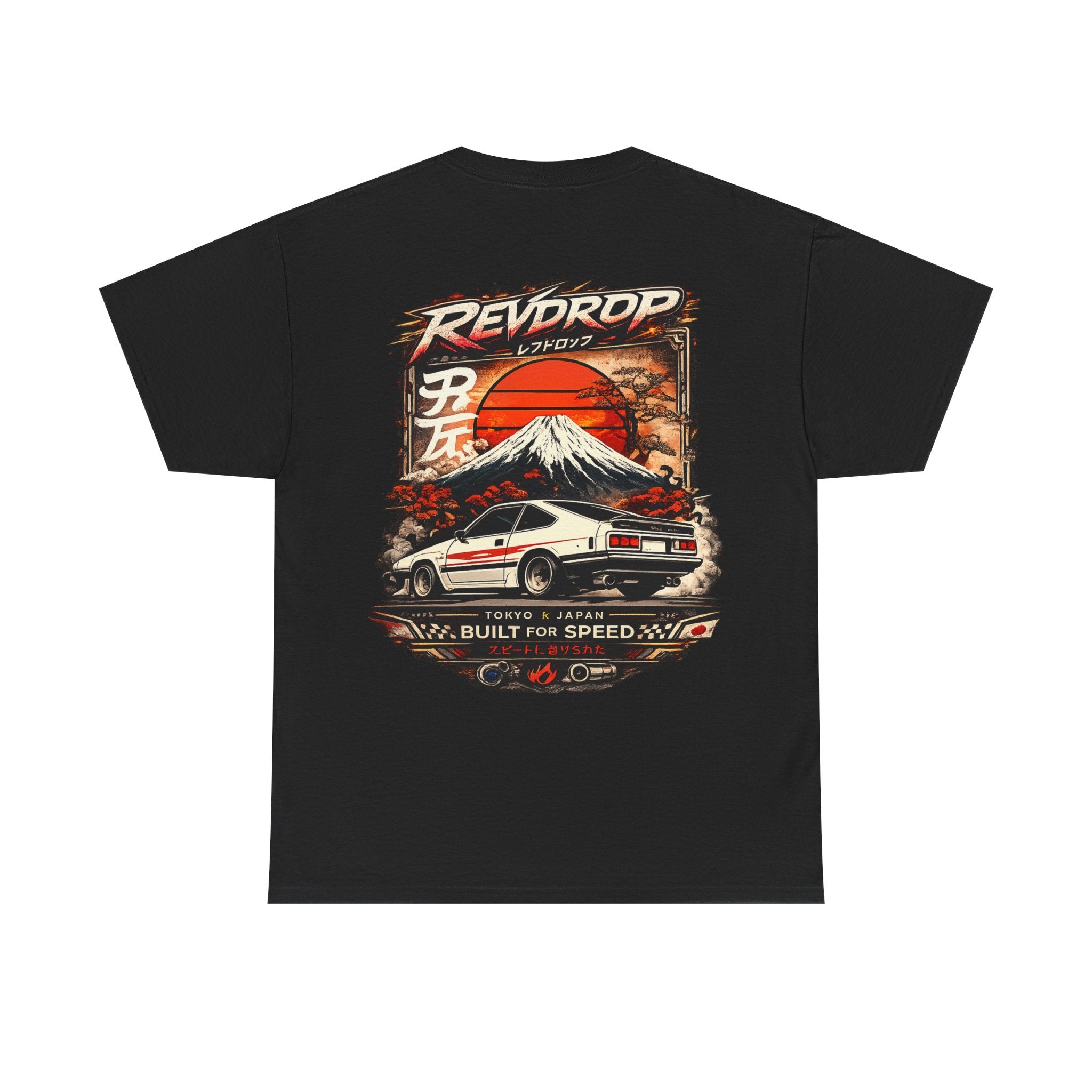 Racing Retro Tee — 'RevDrop' Mount Fuji Drift Car Graphic T-Shirt