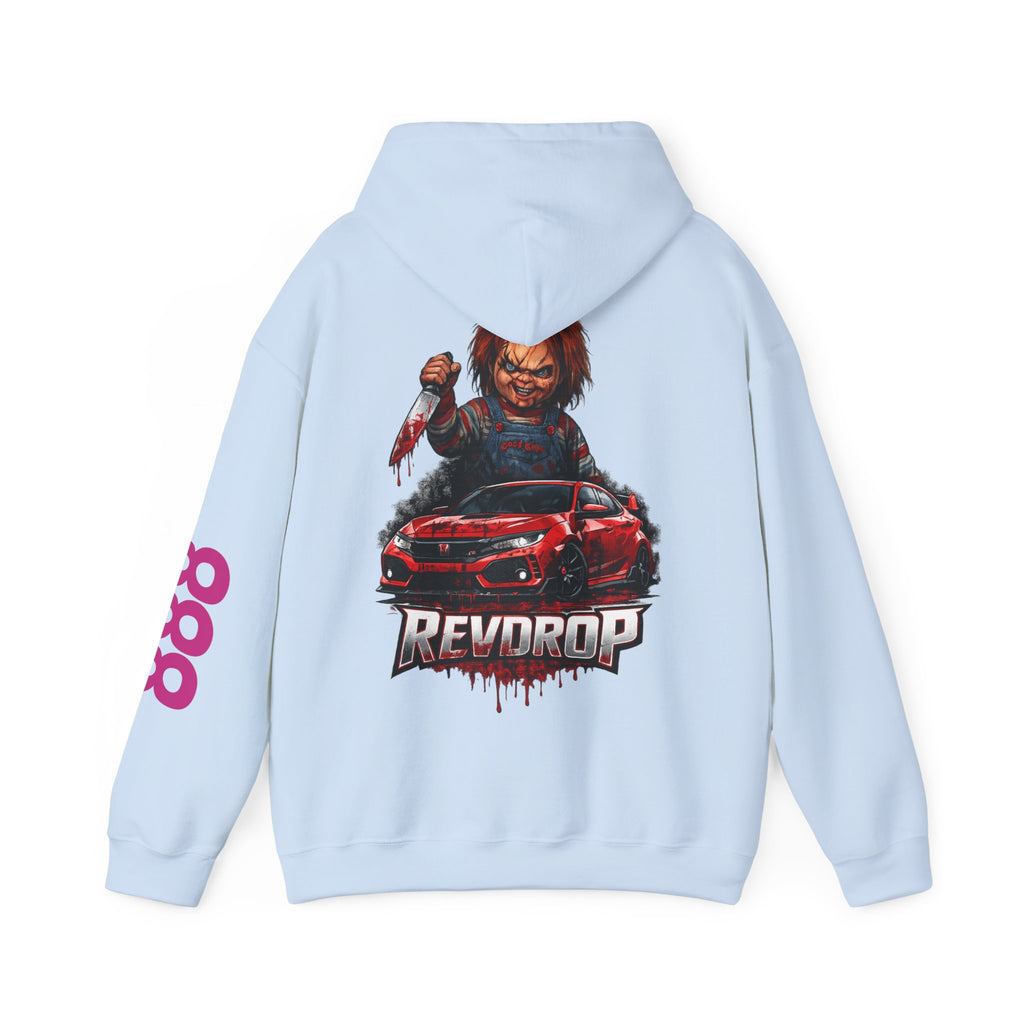 Chucky Reddrop Hoodie — Horror Car Graphic Pullover