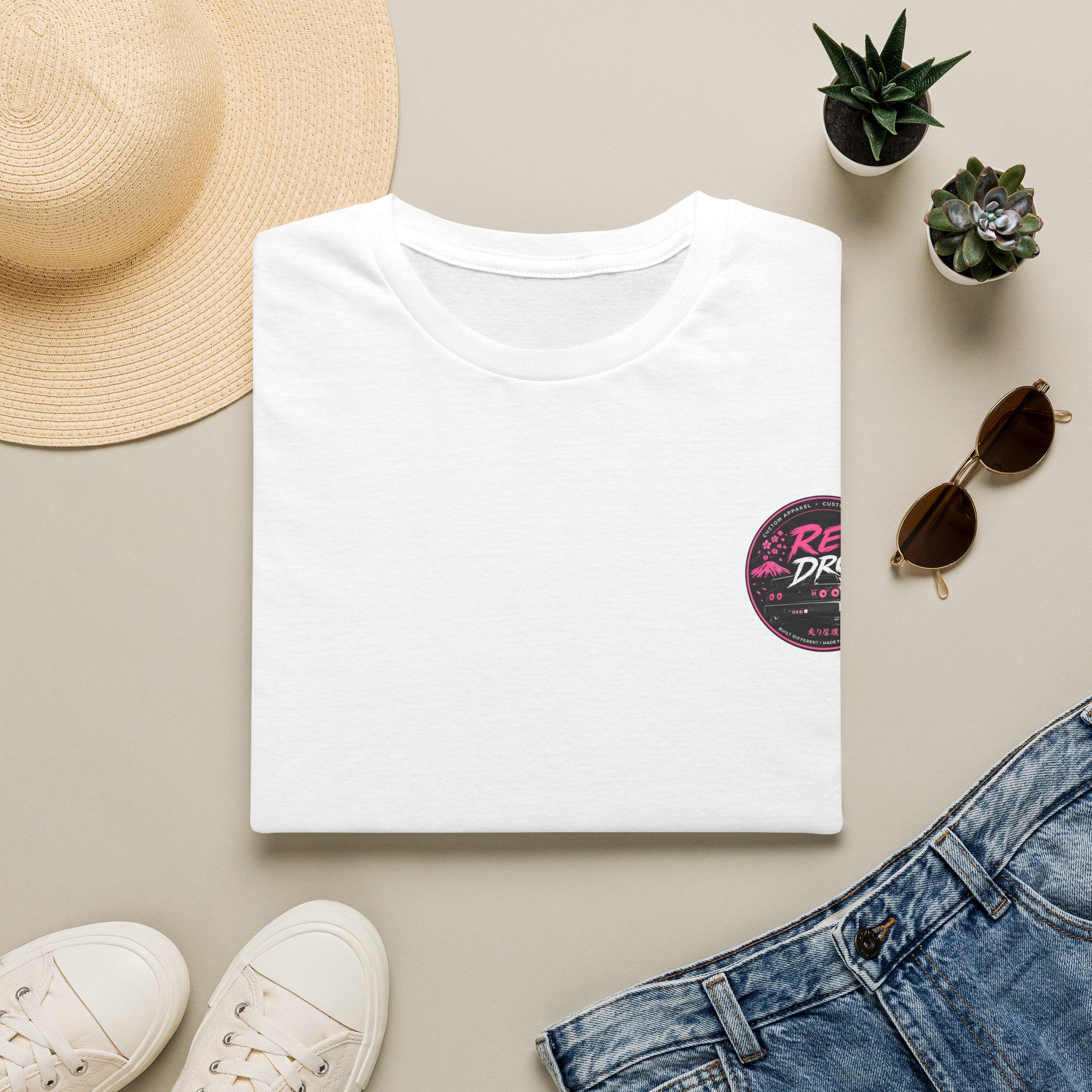 T-Shirt — Retro Drive Pink Palm Chest Logo