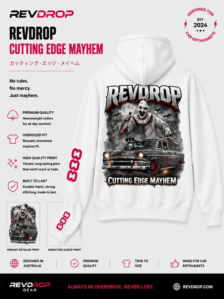 RevDrop “Cutting Edge Mayhem” Graphic Hoodie art the clown hoodie